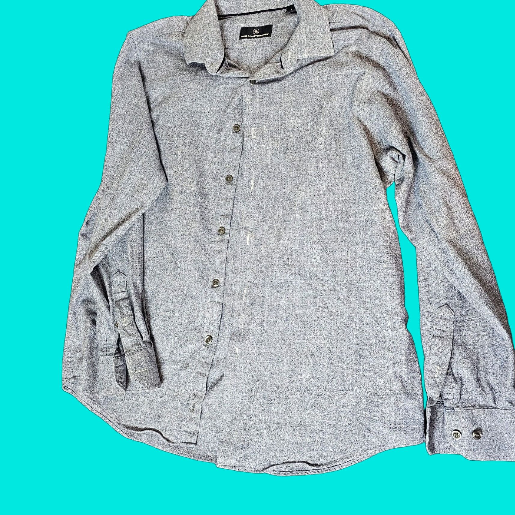 Hart Schaffner Marx Hart Schaffner Marx Button Up Shirt Men's Large Blue Long Sleeve Heather Casual Button-Up Collared Shirt Size L Vintage No Size US L / EU 52-54 / 3 - 1 Thumbnail