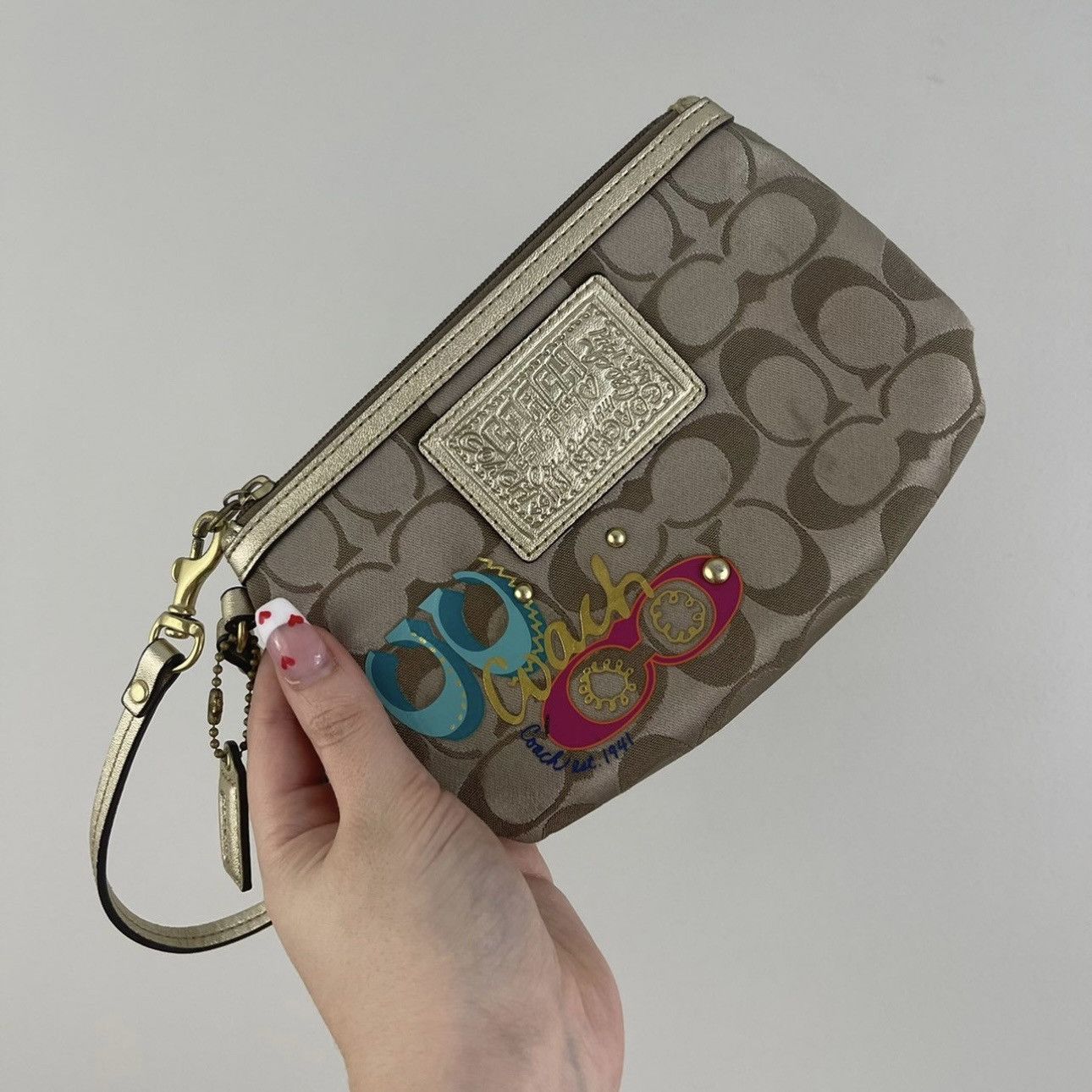 Coach COACH Y2K Brown Logo Monogram Mini Wristlet Coin Wallet Size ONE SIZE - 1 Thumbnail