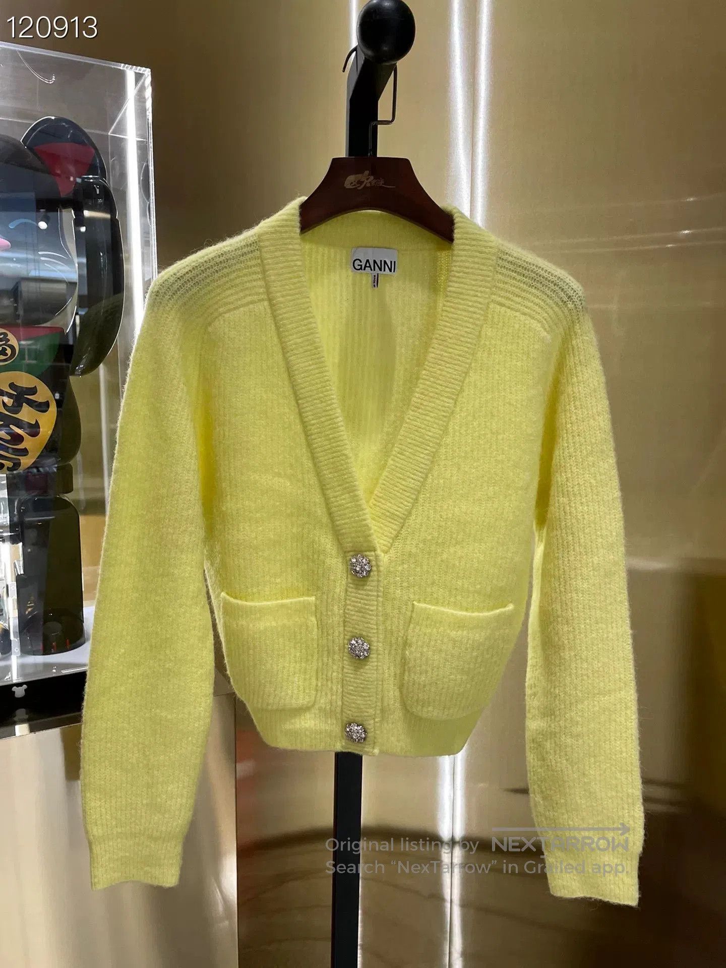 Ganni GANNI Wool Blend Crystal Button Cardigan. Size S / US 4 / IT 40 - 1 Thumbnail