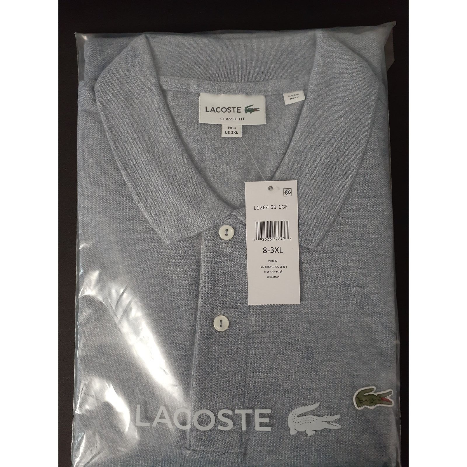 Lacoste Lacoste Men's Classic Chine Pique Polo Shirt Light Blue 3XL Size US XXL / EU 58 / 5 - 2 Thumbnail
