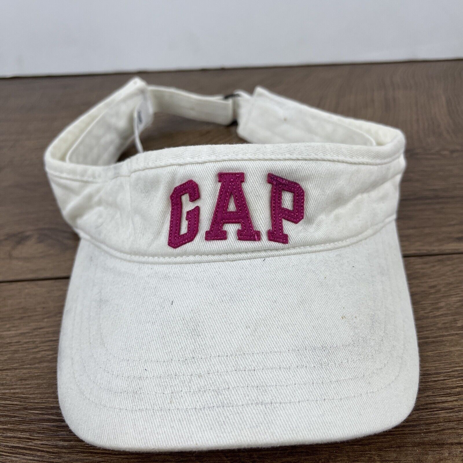 Gap GAP Visor Gap White Hat Adjustable Adult Size Hat White Cap Size ONE SIZE - 5 Thumbnail