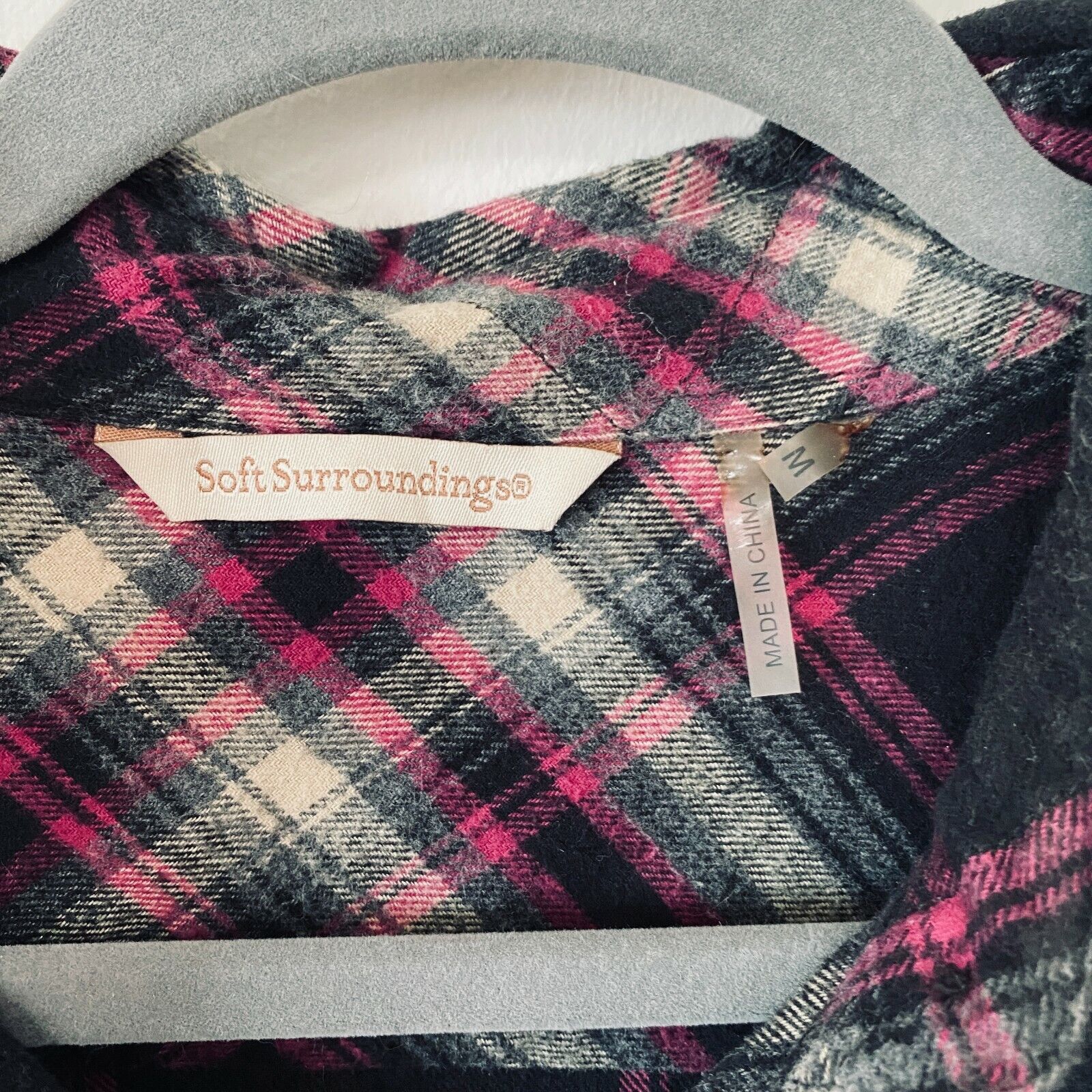 Other Soft Surroundings Magenta Plaid Button Embroidered Back M Size M / US 6-8 / IT 42-44 - 6 Thumbnail