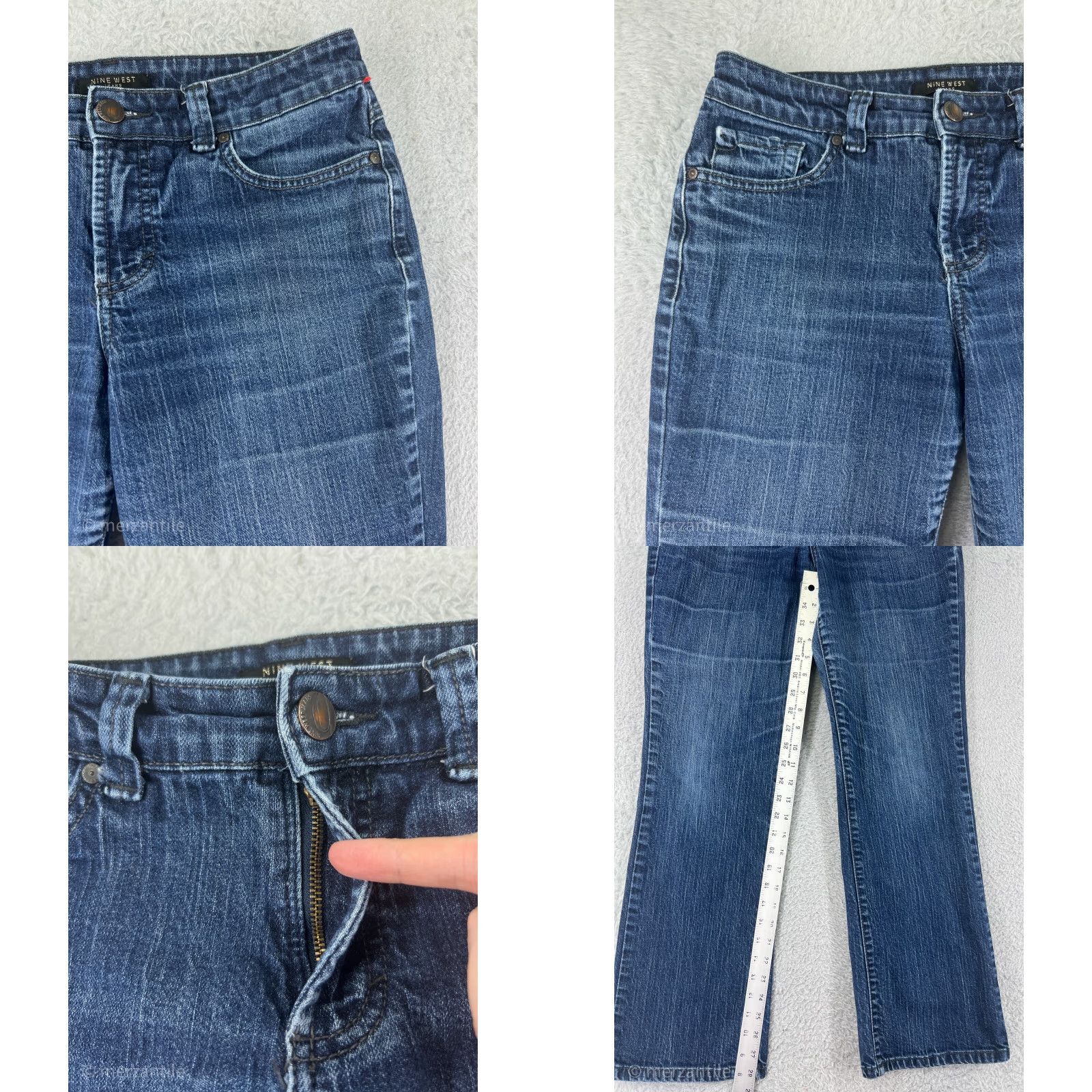 Nine West Nine West Jeans Womens 8 Bootcut Blue Denim Cotton Blend Stretch Pockets Logo 28 Inseam 5-Pocket Regular Maroon? Size 30" / US 8 / IT 44 - 8 Thumbnail