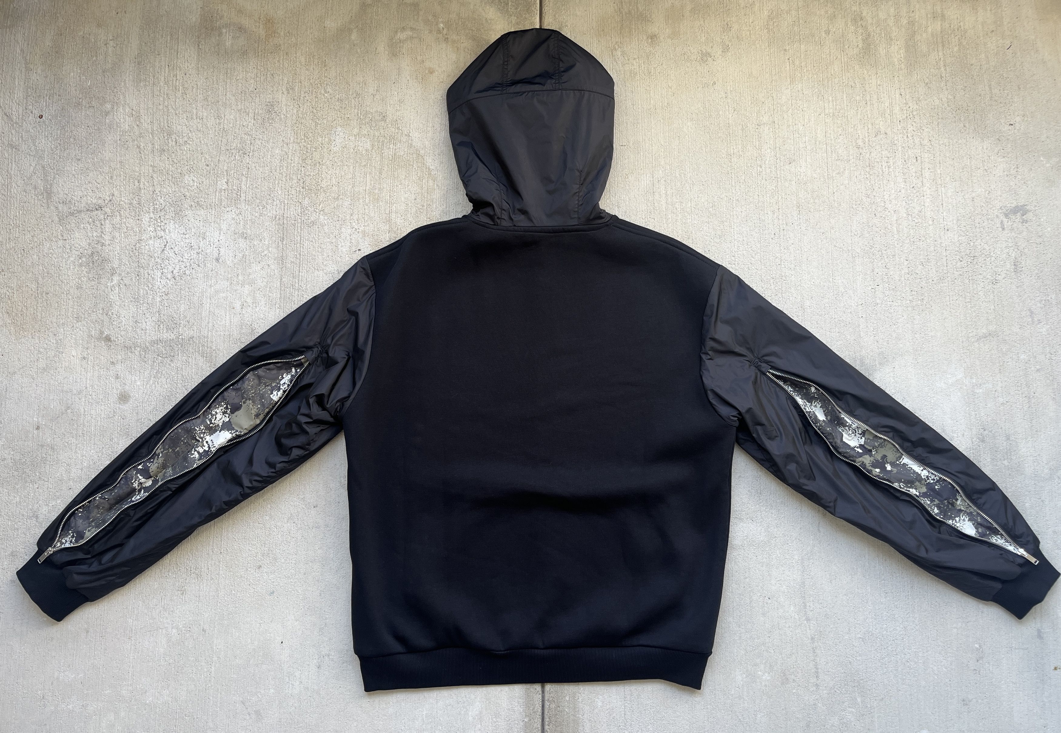 Marcelo Burlon Marcelo Burlon Hooded Nylon & Camo Sleeves Zip Up Jacket Size US XL / EU 56 / 4 - 5 Thumbnail