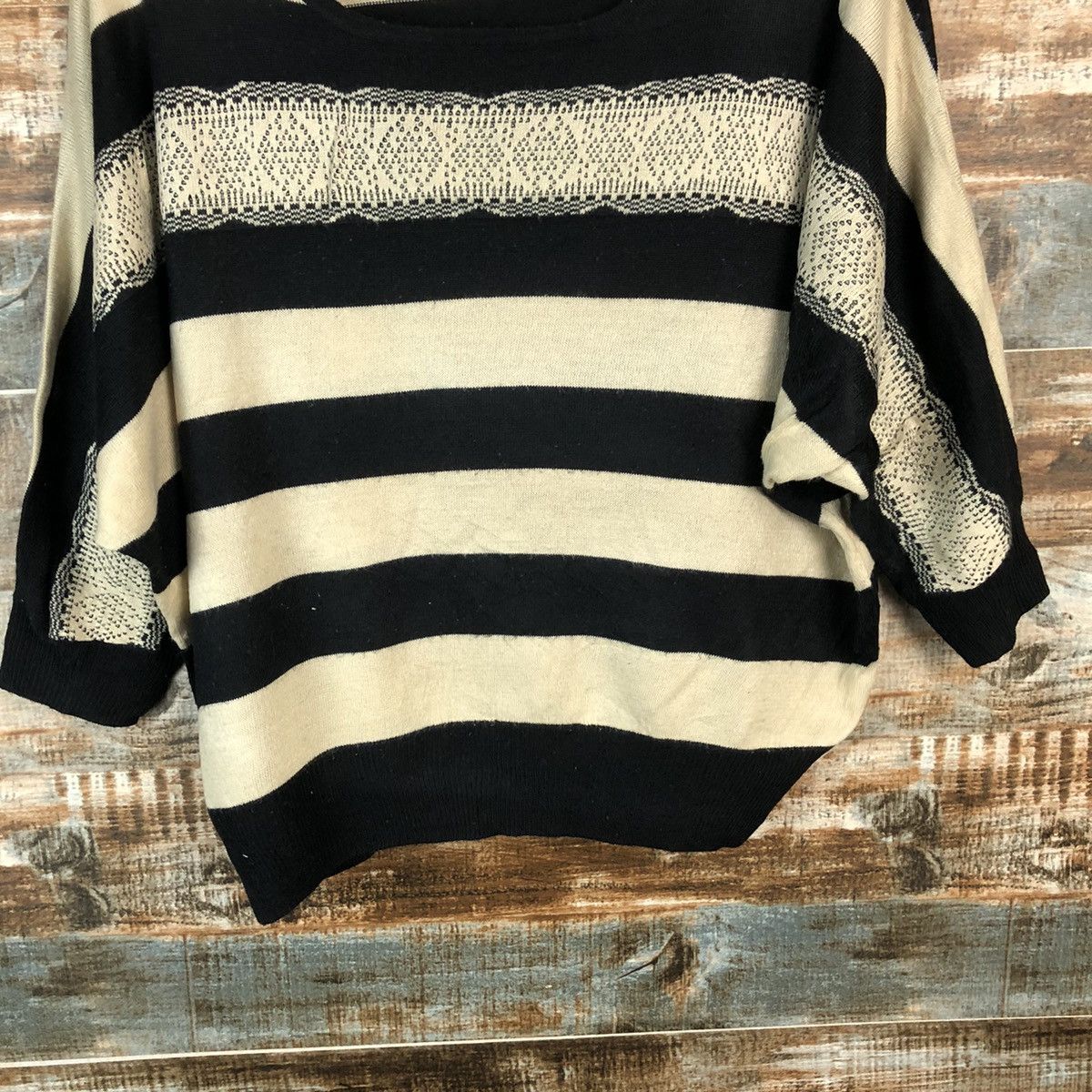 Japanese Brand Oversized Page Boy Stripe Brown Knitwear #A965 Size XL / US 12-14 / IT 48-50 - 6 Thumbnail