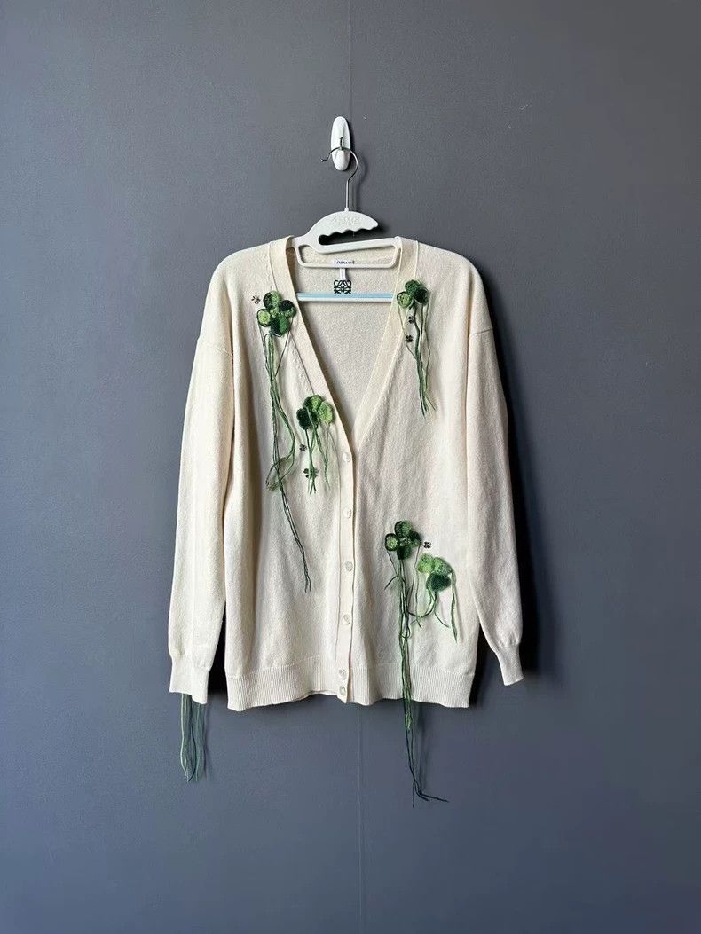 Loewe LOEWE White and green cardigan Size XS / US 0-2 / IT 36-38 - 1 Thumbnail