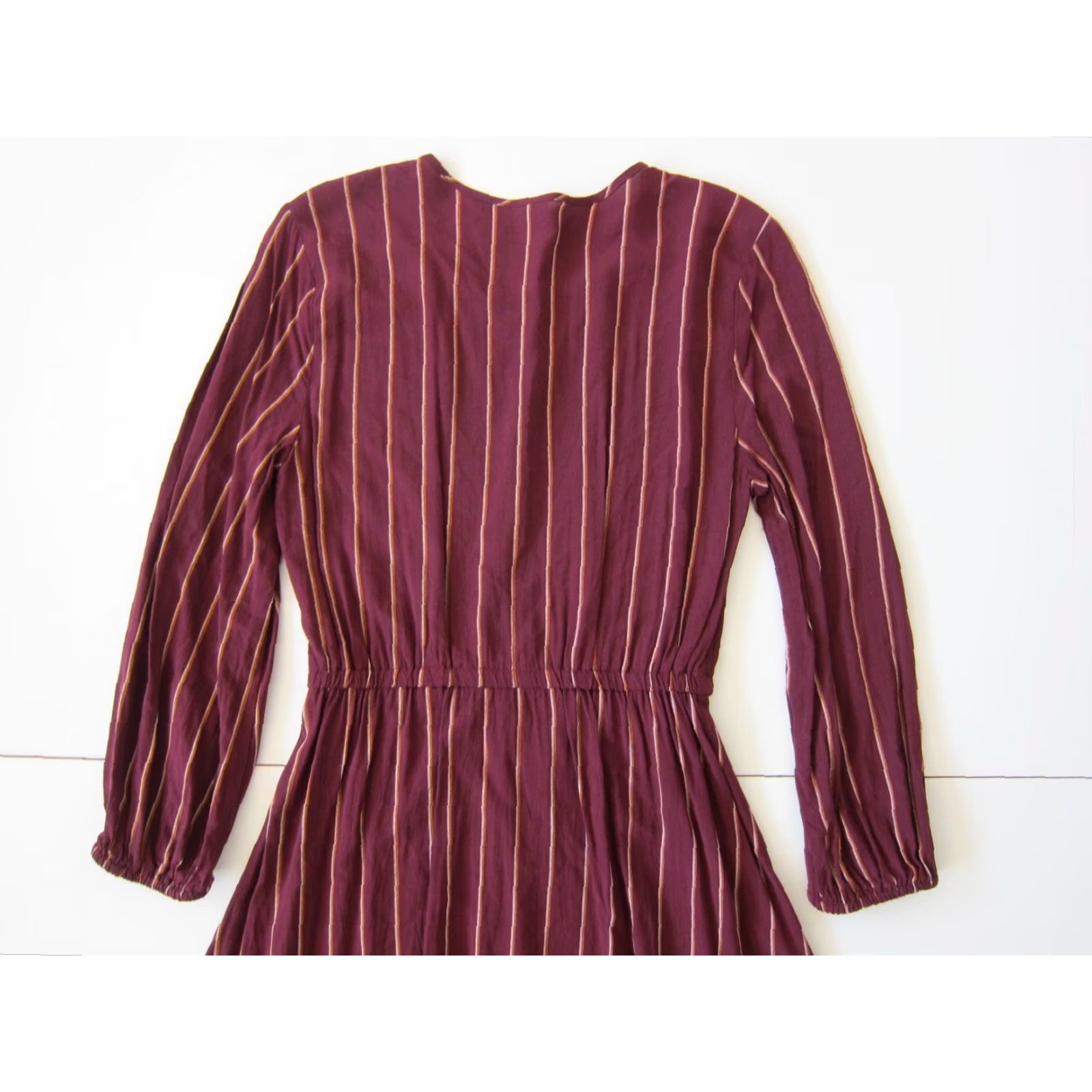 Old Navy Old Navy 100% Rayon Maroon Red Yellow Stripe Long Sleeve Sheath Tunic Dress XS Dress Size XS / US 0-2 / IT 36-38 - 5 Thumbnail
