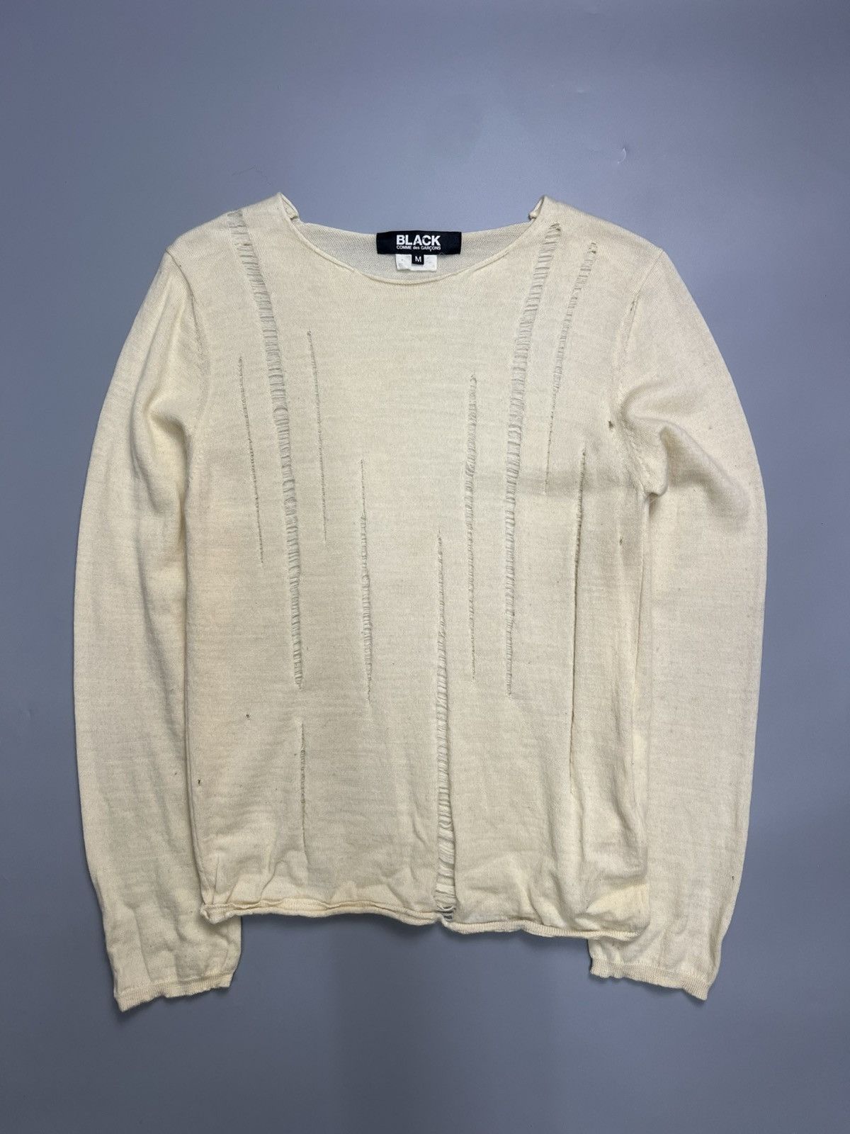 Comme des Garcons × Comme des Garcons Black × Comme des Garcons Homme 2015 Spring Black CommeDesGarcons 'Distressed Wool' Sweater Size US M / EU 48-50 / 2 - 1 Thumbnail