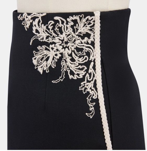 Dior o1w1db10924 Wool And Silk Skirt With Embroidery in Black Size 36" / US 14 / IT 50 - 4 Thumbnail