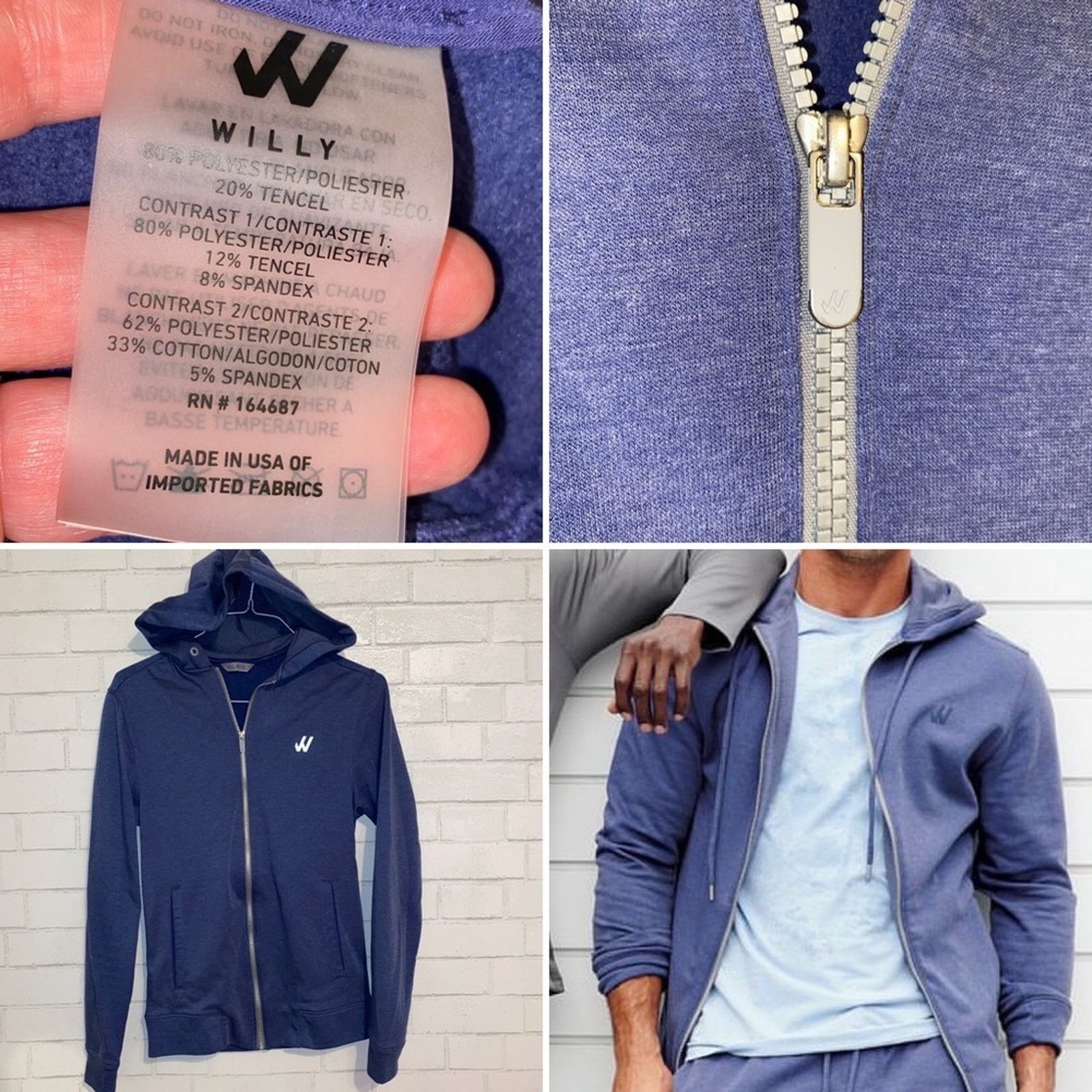 Willy Chavarria WILLY California 501 Mendocino Blue Zip Front Hoodie S EUC Size US S / EU 44-46 / 1 - 1 Thumbnail