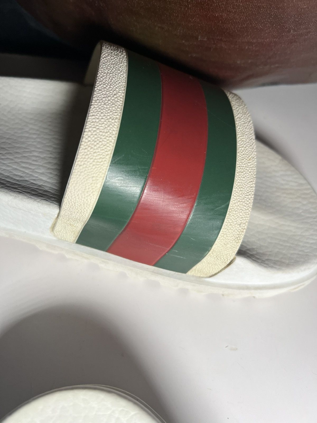 Gucci White Gucci Web slides Designer Pool slides Size US 7 / EU 40 - 13 Thumbnail