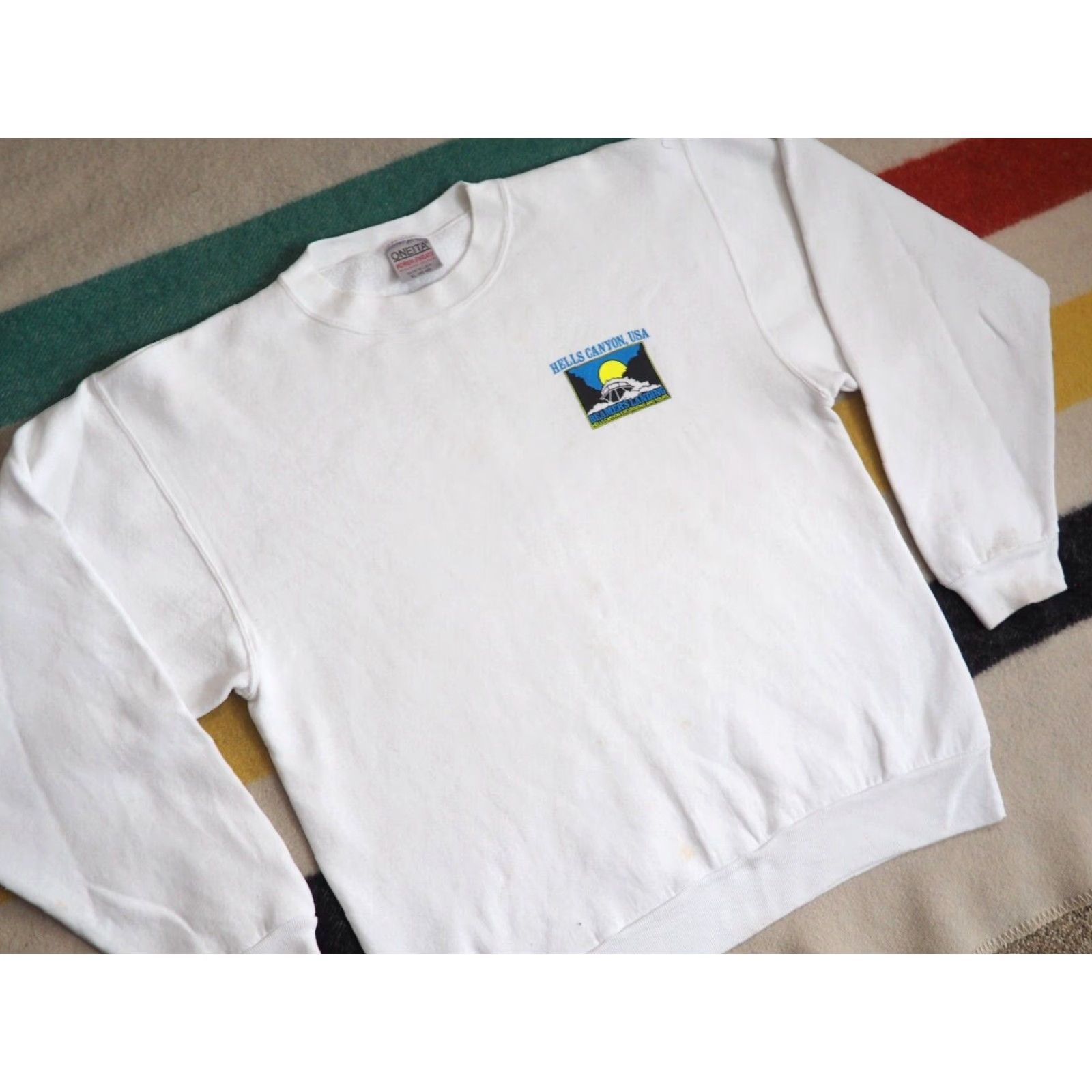 Vintage VINTAGE Oneita HELLS CANYON Idaho Boat River White USA Pullover Sweatshirt L Shirt Unisex Adults 90s Graphic Print Heavyweight content? Size US L / EU 52-54 / 3 - 4 Thumbnail