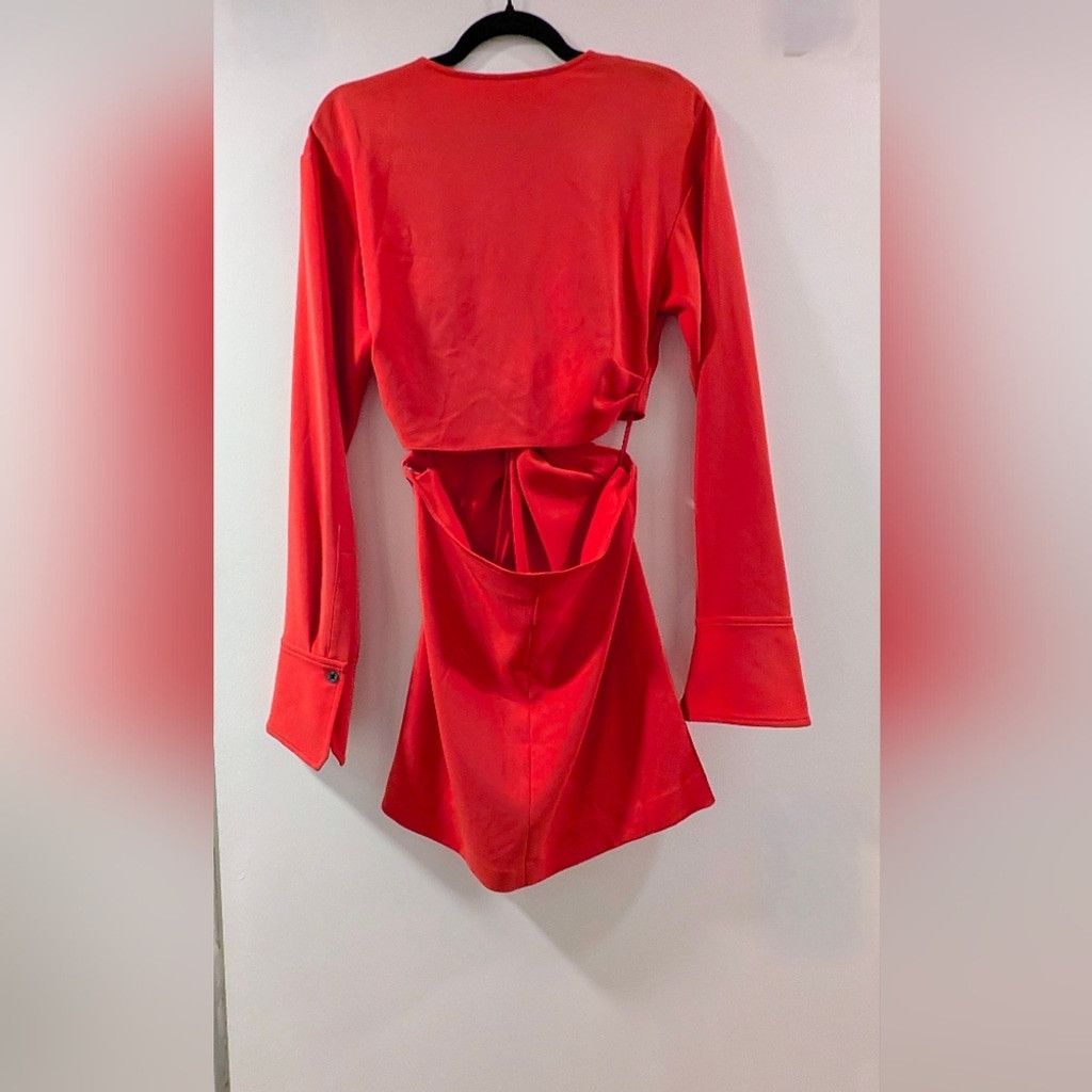 A.L.C. ALC Vibrant Coral Cut Out Long Sleeve Dress Size XS / US 0-2 / IT 36-38 - 4 Thumbnail