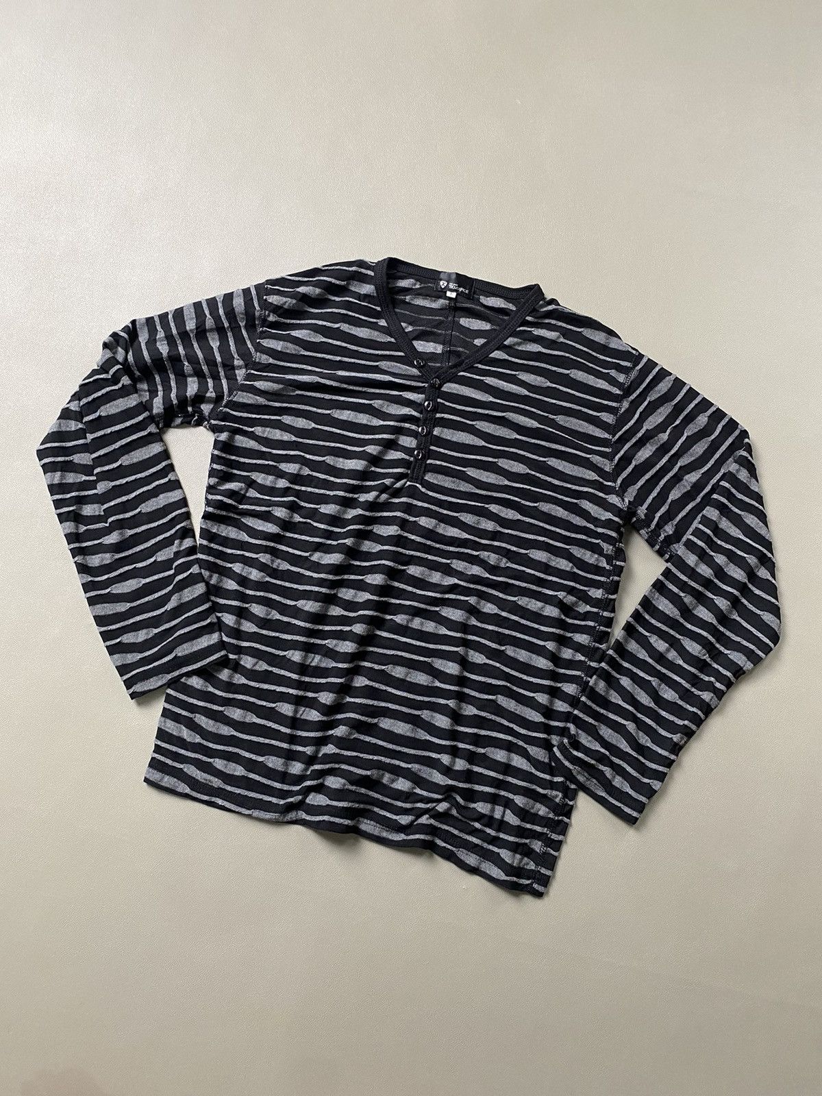 If Six Was Nine × Japanese Brand × Le Grande Bleu (L.G.B.) Tkmixpice Zebra Striped Ruched Longsleeve Size US L / EU 52-54 / 3 - 4 Thumbnail