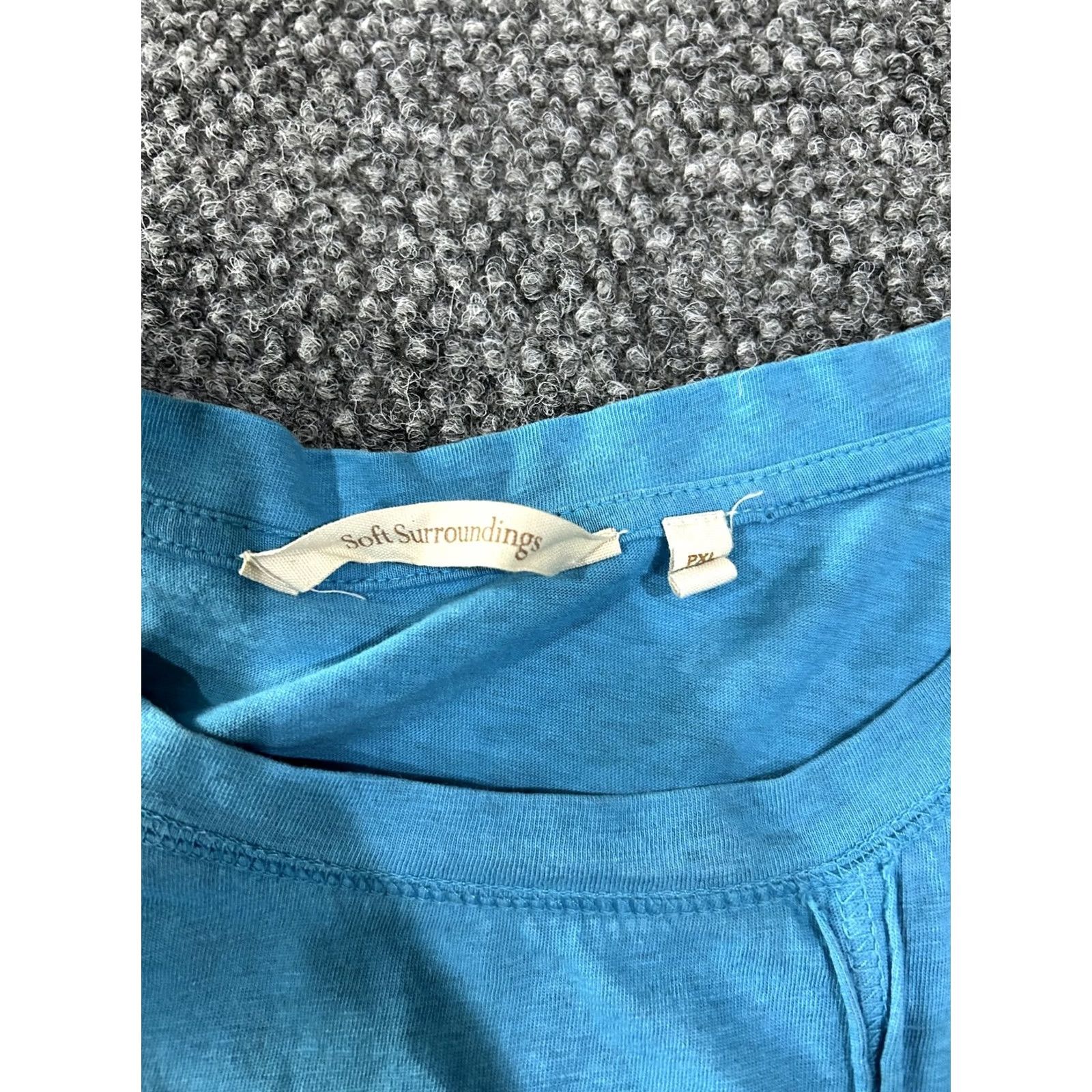 Soft Surroundings Soft Surroundings Shirt Womens PXL Blue 3/4 Sleeve Button Tunic Cotton Top Size XL / US 12-14 / IT 48-50 - 5 Thumbnail