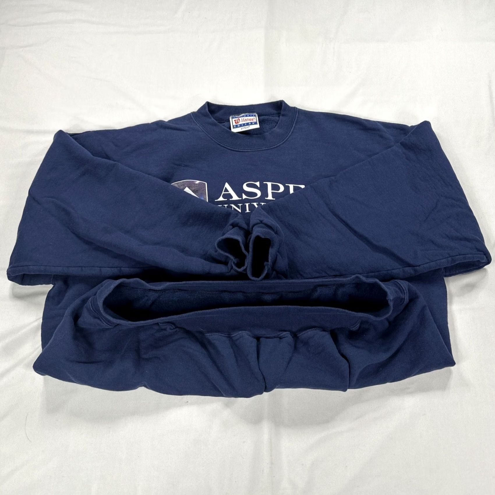 Hanes VINTAGE Hanes XL Aspen University Sweatshirt 90s Blue Cotton Logo Embroidered Crew Neck Pullover UNISEX Adults Mens Womens Size US XL / EU 56 / 4 - 7 Thumbnail