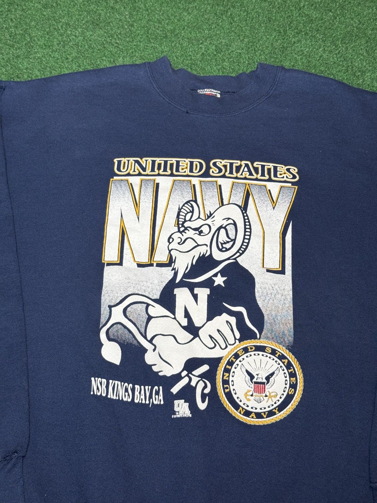 Vintage Vintage US Military Navy 90s XL Blue Bill Goat Sweatshirt Size US XL / EU 56 / 4 - 2 Thumbnail