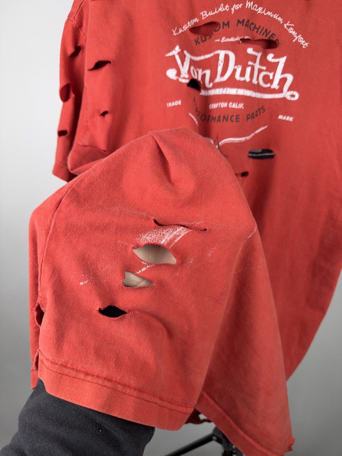 Von Dutch Von Dutch Faded Distressed Logo T Shirt Y2K Biker Grunge XL Size US XL / EU 56 / 4 - 19 Thumbnail