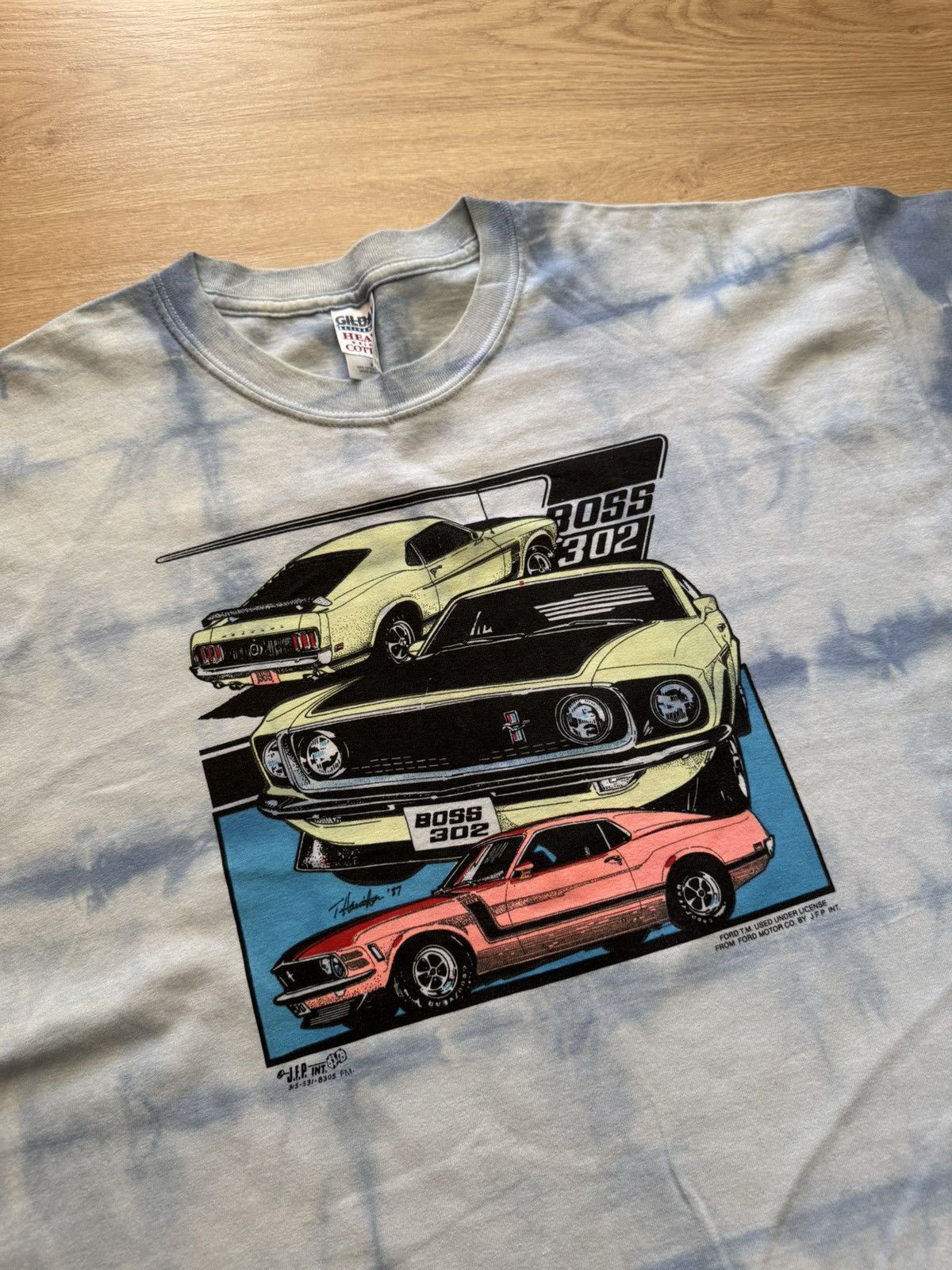 Vintage Vintage 90’s Gildan Ford Boss 302 Racing y2k Over Print Tee Size US XL / EU 56 / 4 - 2 Thumbnail