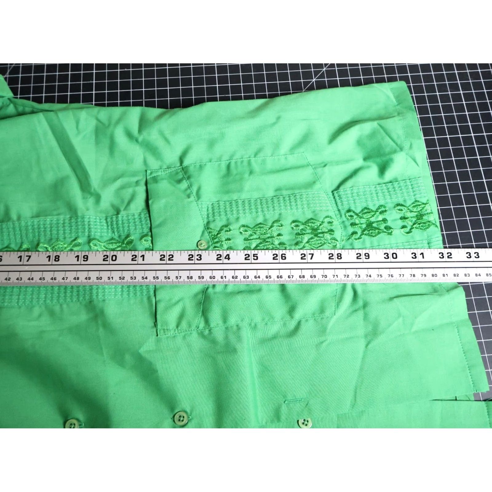 Omega VINTAGE OMEGA Guayabera Shirt Men 3X Green Cotton Blend Pleated Pockets Short Sleeve Button-Up Casual Retro 80s 90s Hipster Size US XXL / EU 58 / 5 - 5 Thumbnail