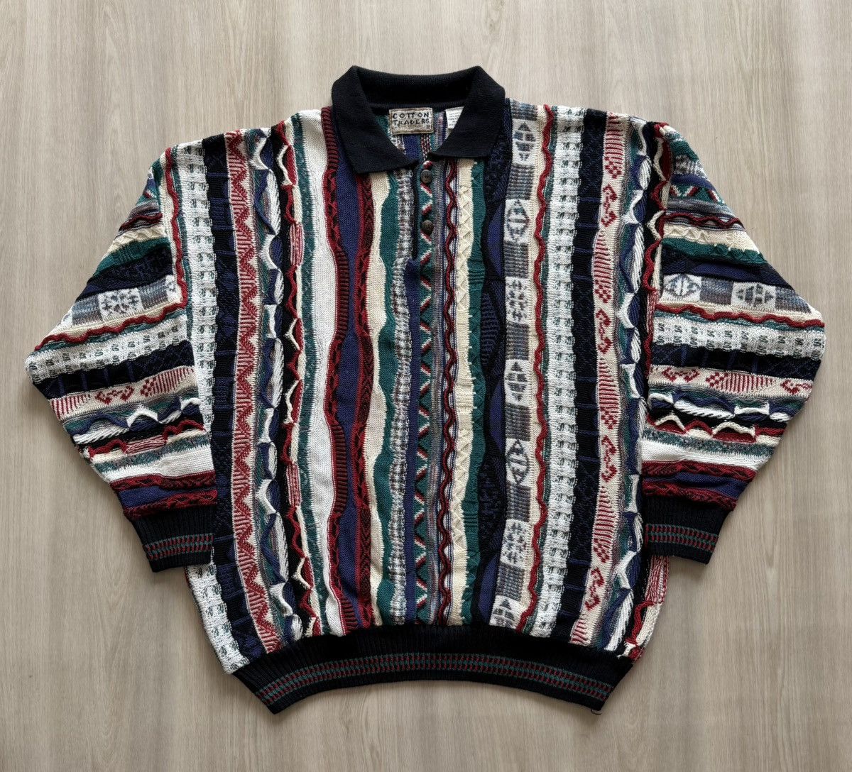 Vintage Vintage Cotton Traders Coogi Style 3D Knit Collared Sz L Size US L / EU 52-54 / 3 - 1 Thumbnail