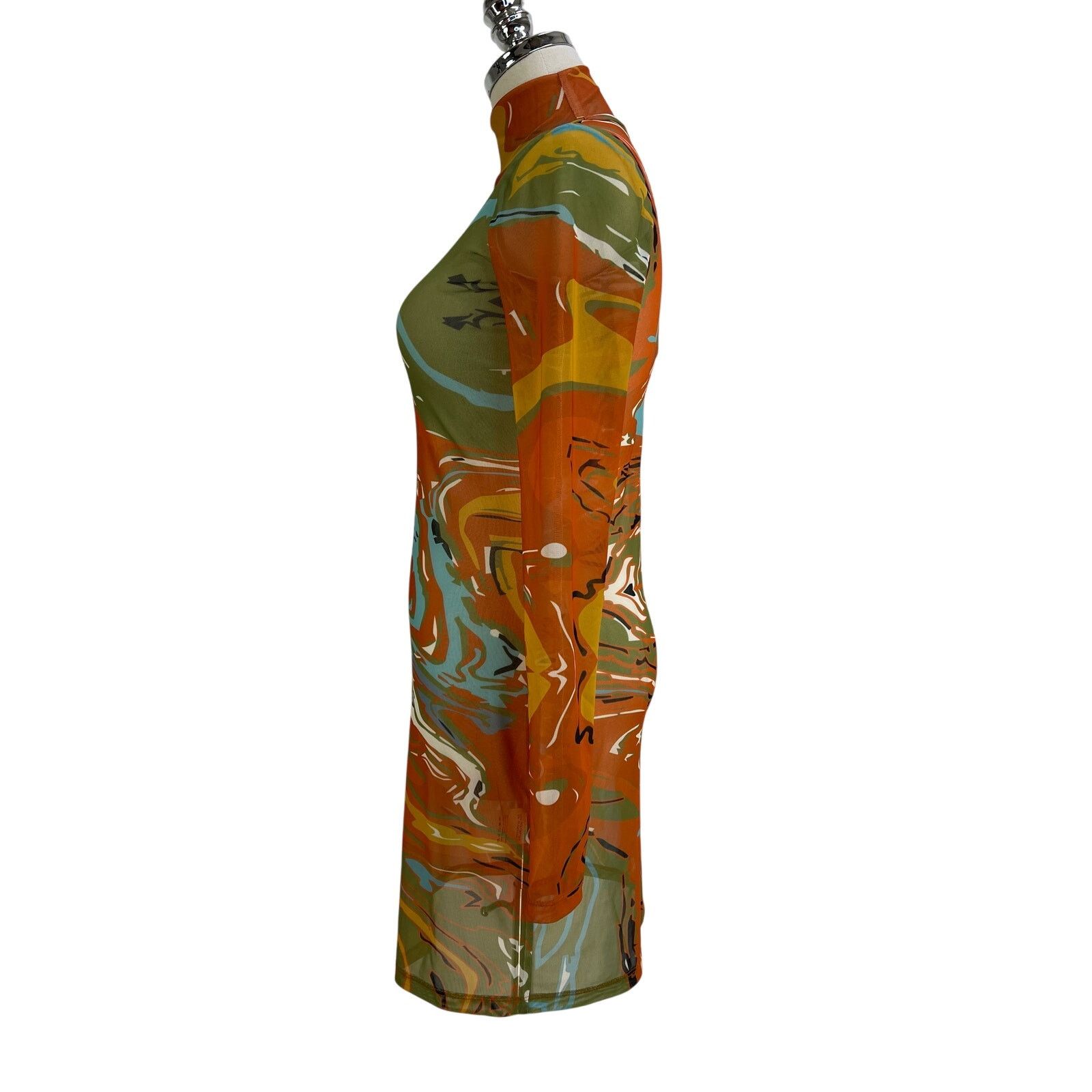 Other Kai Collective Gaia Mini Dress Printed Mesh Turtleneck Size S / US 4 / IT 40 - 7 Thumbnail
