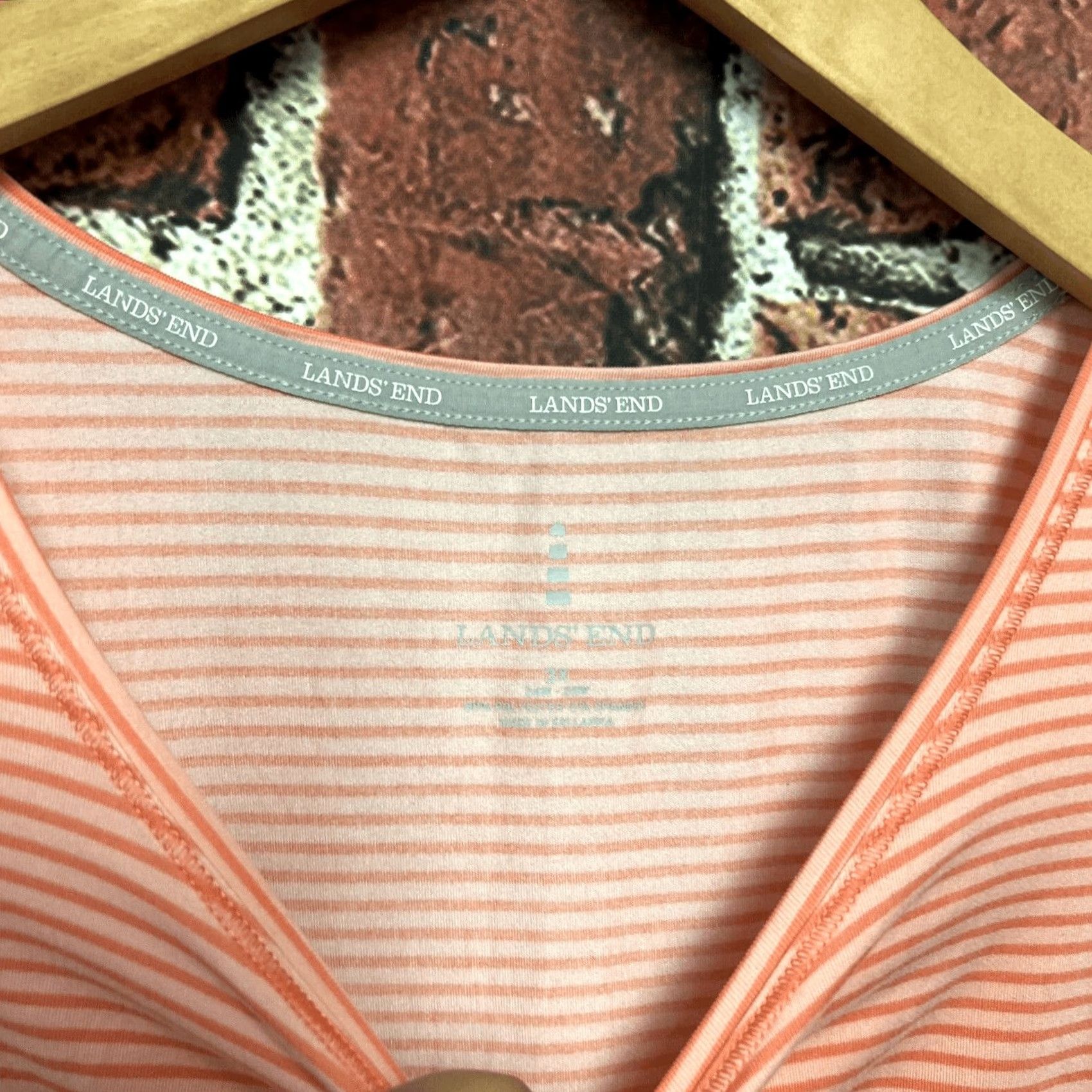 Lands' End Lands' End Womens Blouse Shirt Striped Multicolor 3XL Casual 3/4 Sleeve Boat Neck Relaxed Fit Womens Size XXL / US 16-18 / IT 52-54 - 2 Thumbnail