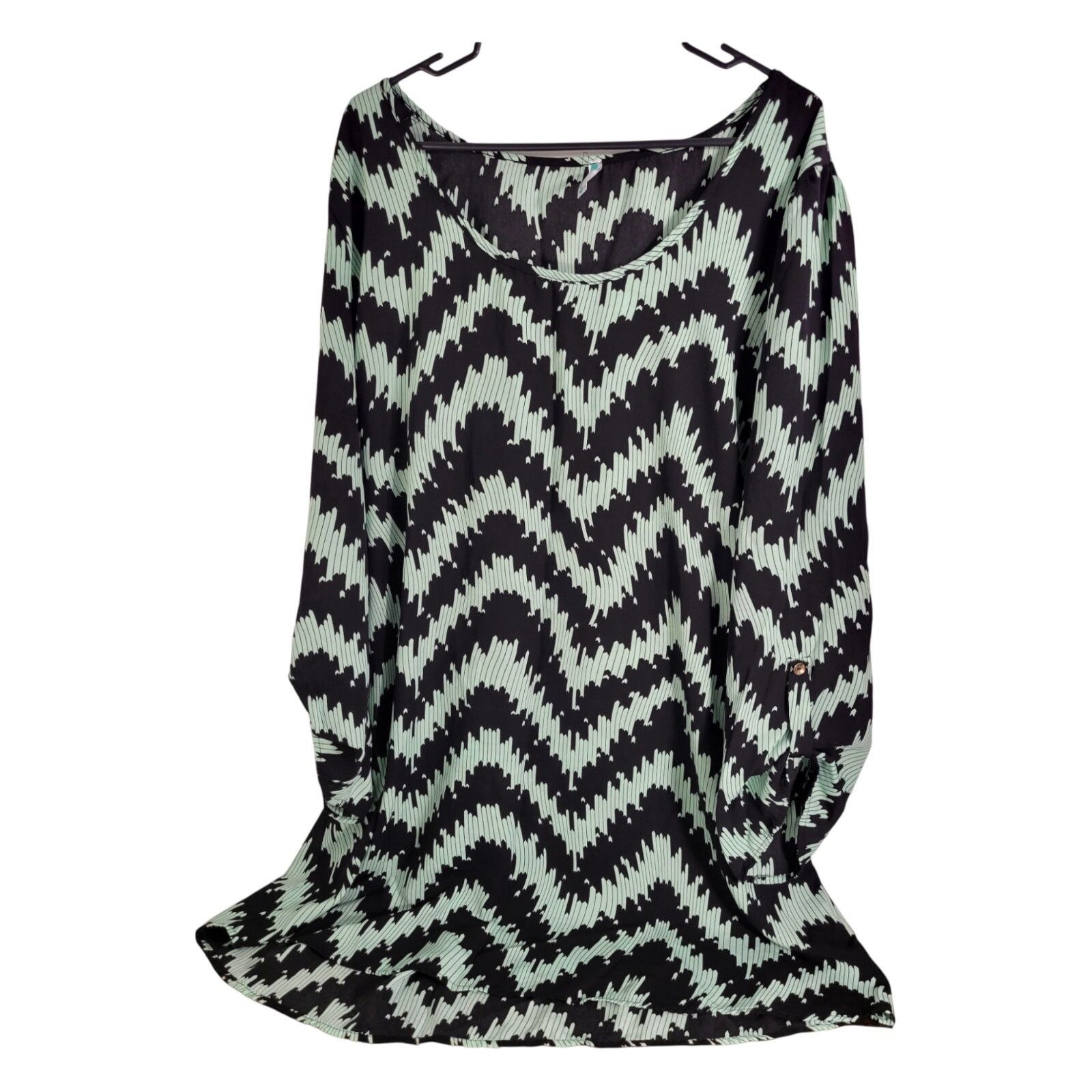 Other Auditions 3XL Top Polyester Black and Teal Chevron Size 3XL / US 20-22 - 3 Thumbnail
