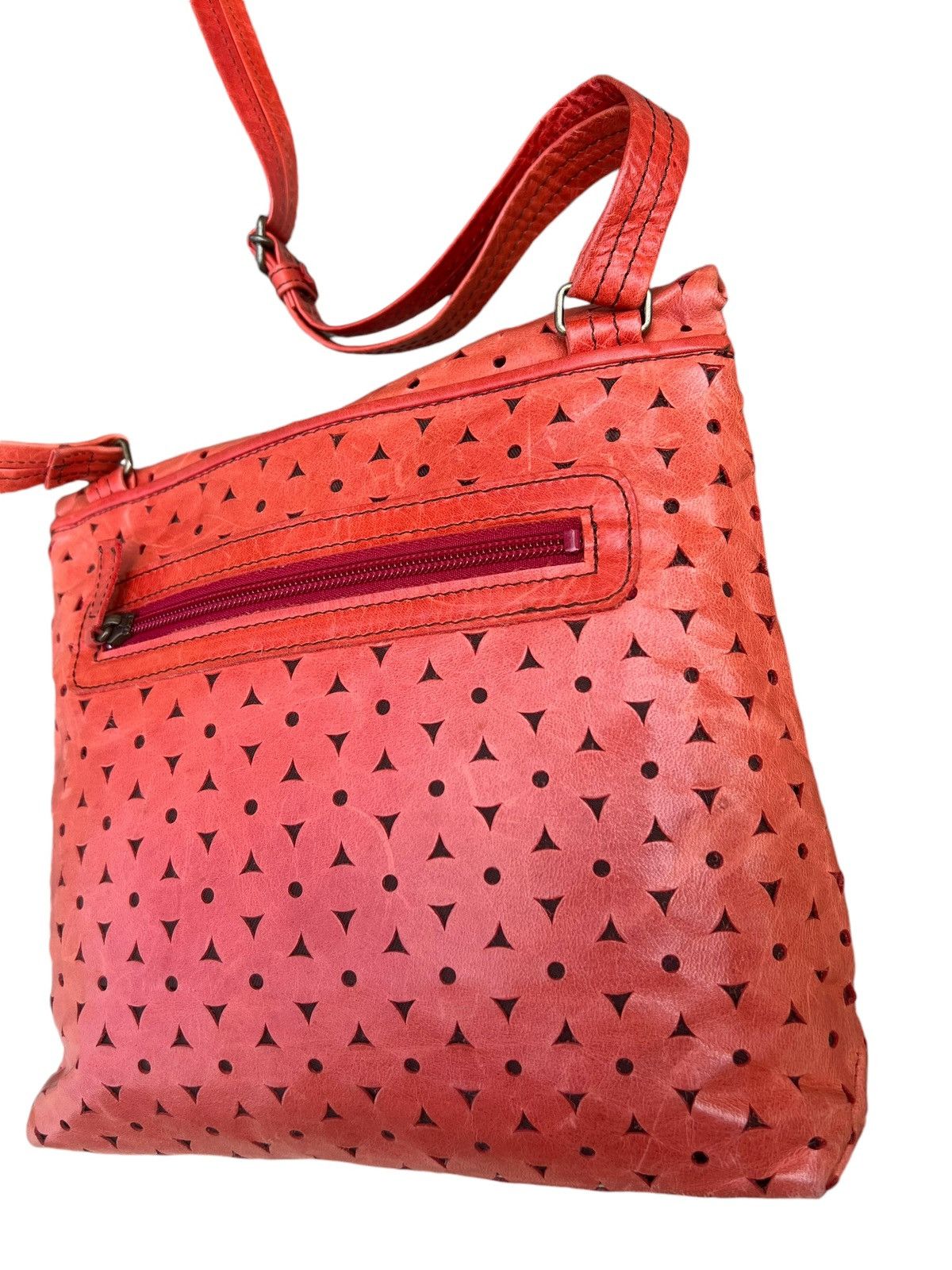 Leather VTG Produced by KOU Japan Fade Patina Punched Leather Bag Size ONE SIZE - 11 Thumbnail