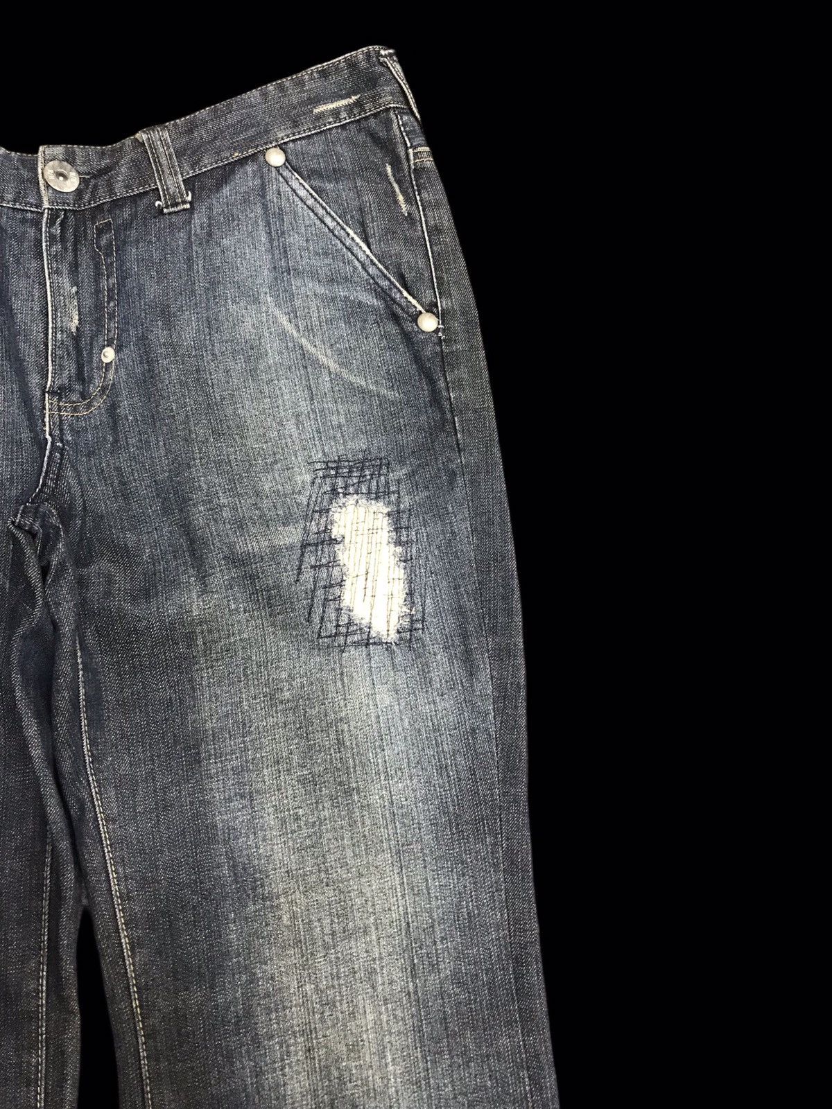 Japanese Brand 💥FLARE💥RUSH HOUR Japan Distressed Flare Jeans F44 Size US 33 - 13 Thumbnail