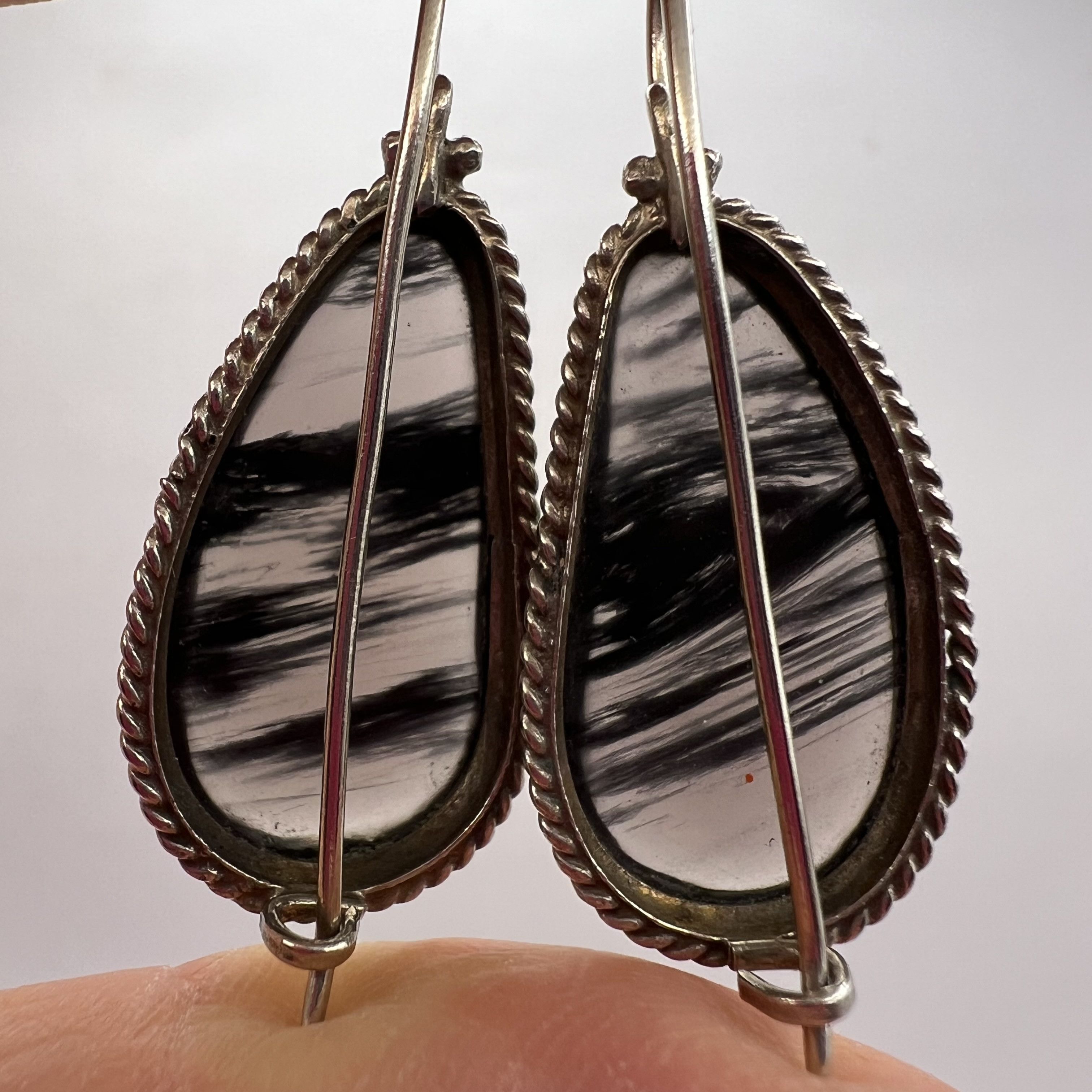 Vintage Vintage Sterling Silver 925 Earrings Black Rutilated Quartz Size ONE SIZE - 7 Thumbnail