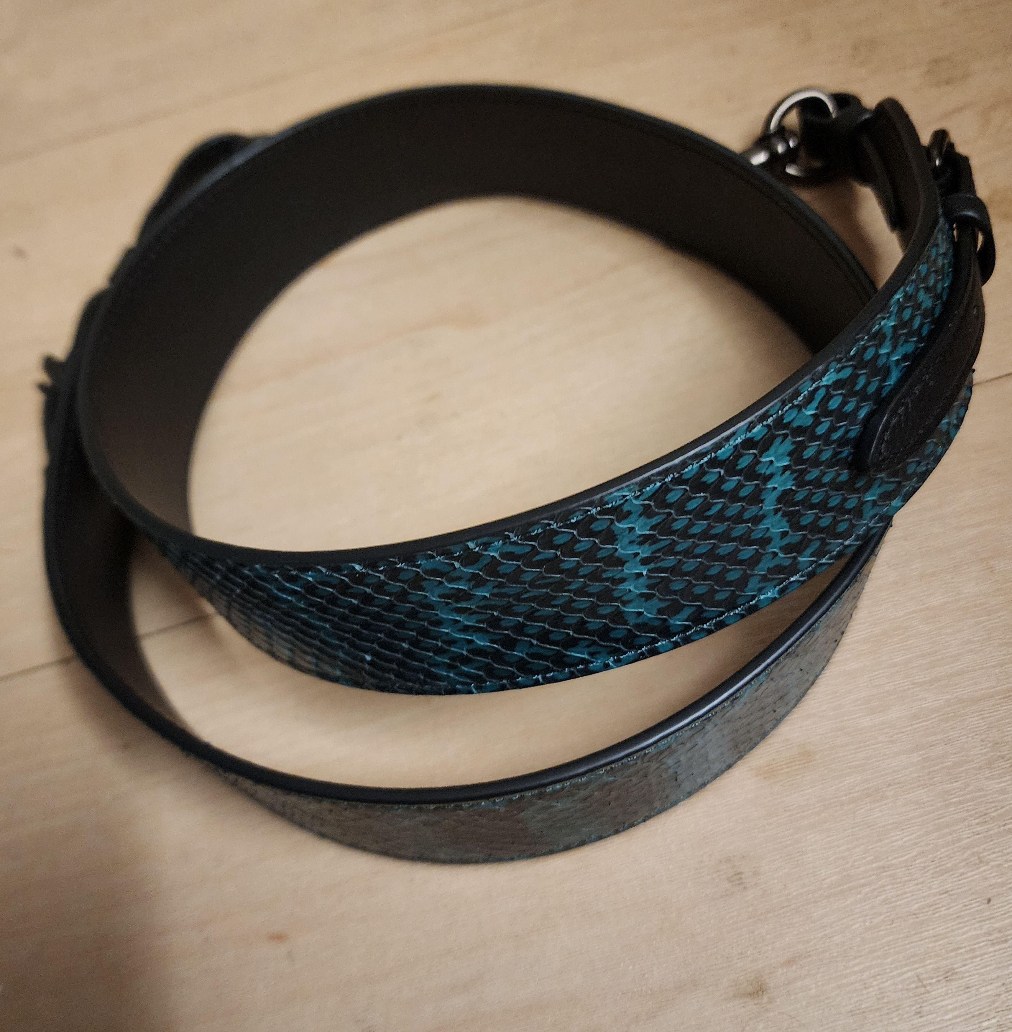 Coach Coach snakeskin leather Bag Strap Pewter /Pine Green 89324 Size 42 - 1 Preview