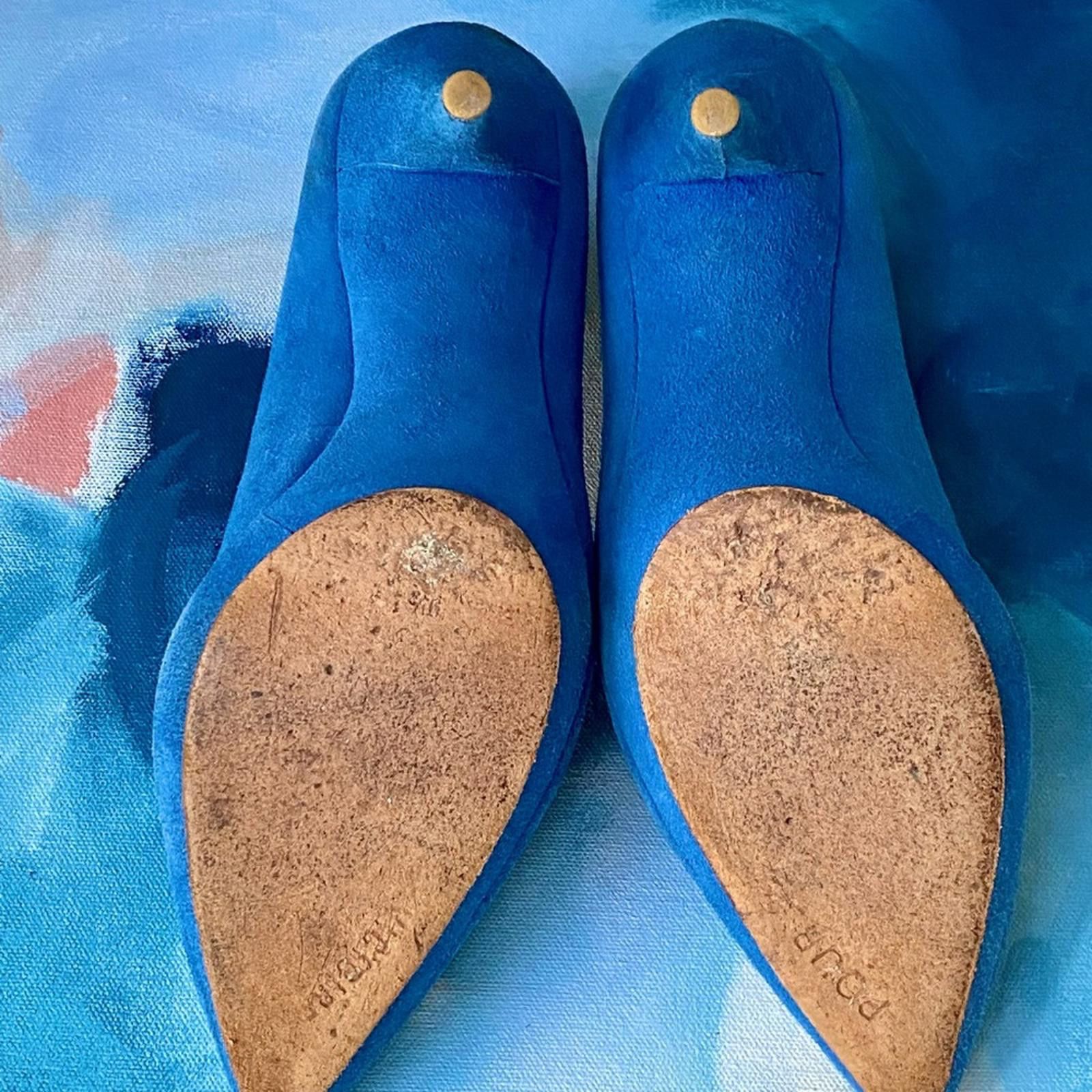 Other Pour La Victoire Blue Suede Heels Pointed Toe 9.5 Size US 9.5 / IT 39.5 - 6 Thumbnail