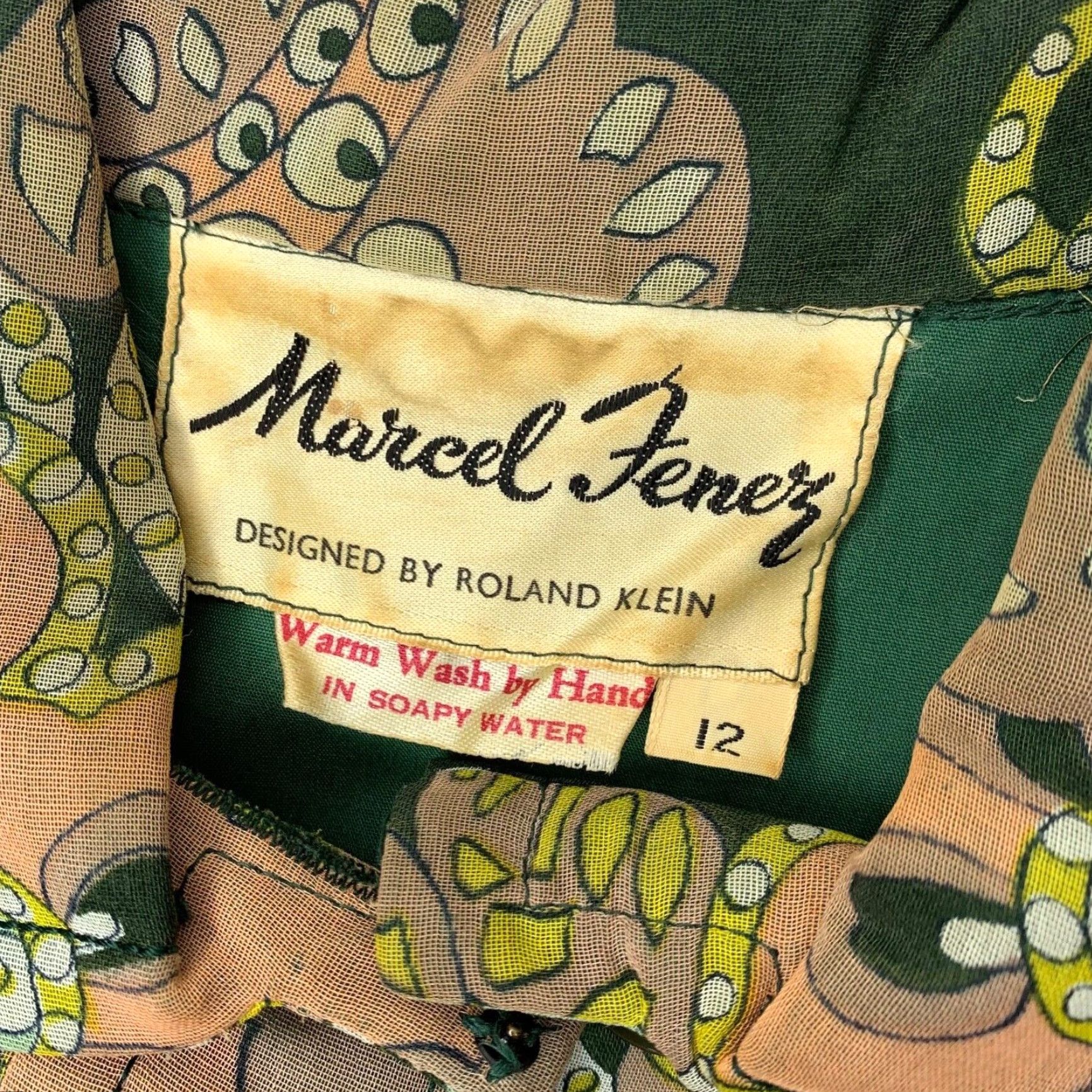 Vintage Vtg Marcek Fenez Designer Roland Klein Total Dress Vest Set Mod Flower Power 1960s Size XL / US 12-14 / IT 48-50 - 2 Thumbnail