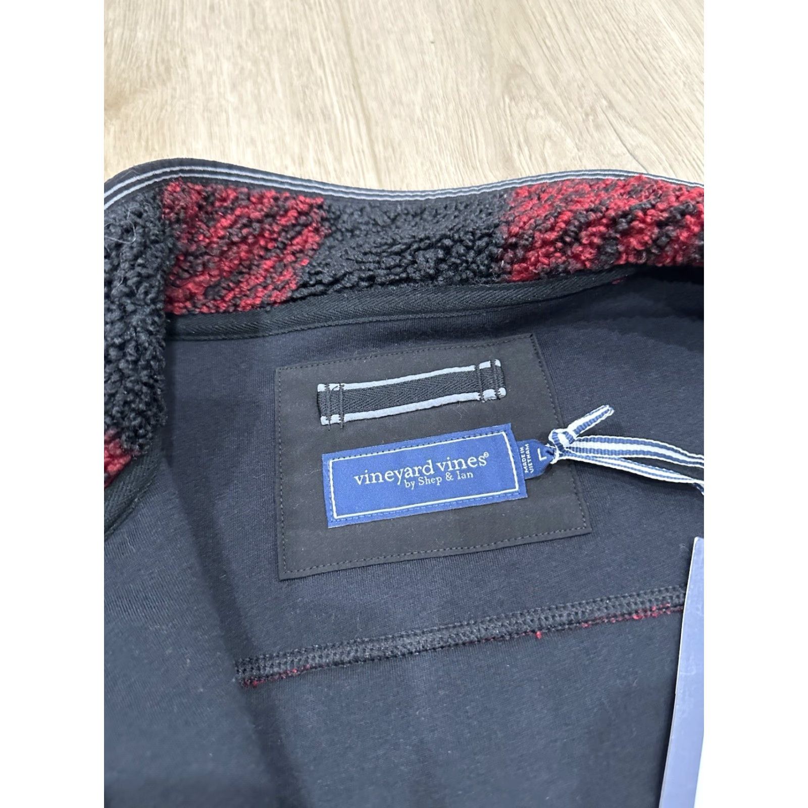 Vineyard Vines Vineyard Vines On The Go Sherpa Full Zip Jacket Men L Plaid Sangria Bluff Red Black NWT Size US L / EU 52-54 / 3 - 6 Thumbnail