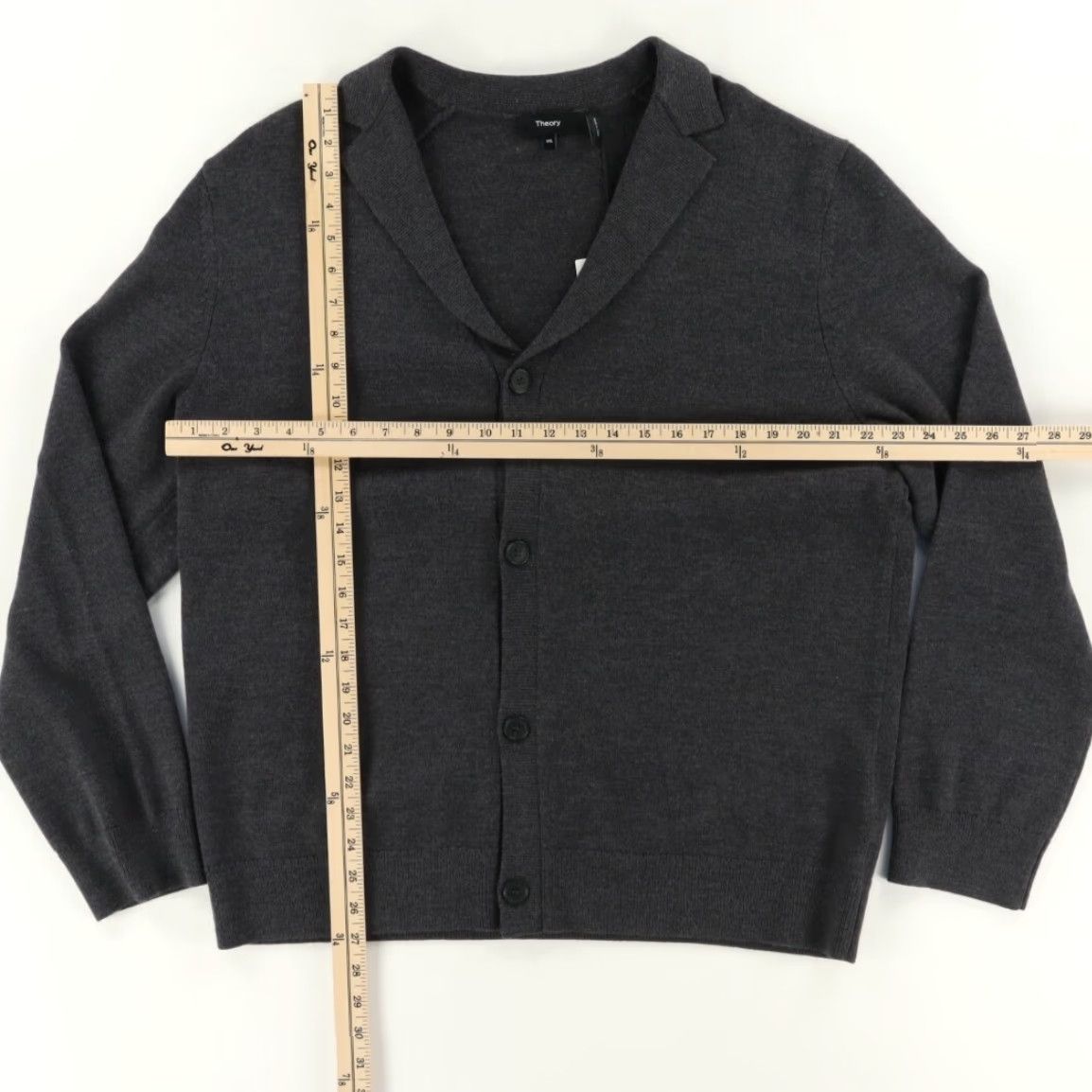 Theory Theory Milo Cardigan Cashwool Charcoal Men's 2XL Sweater Shirt Size US XXL / EU 58 / 5 - 3 Thumbnail