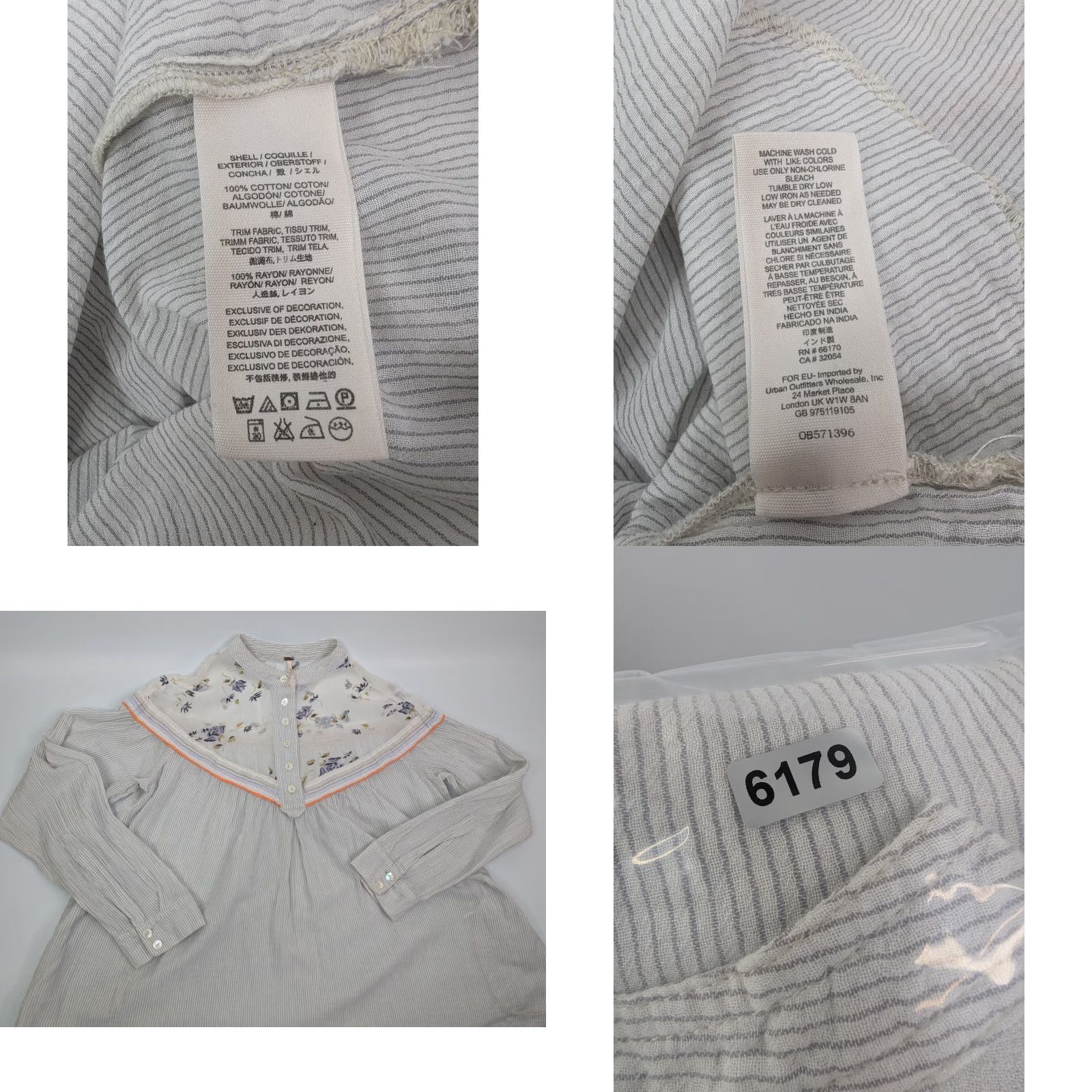 Free People Free People Shirt XS Ivory Striped Floral Pockets Lightweight Breathable Boho Hippie Bohemian Casual Relaxed Size XS / US 0-2 / IT 36-38 - 8 Thumbnail