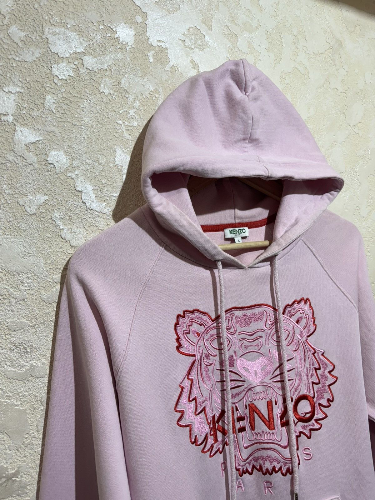 Kenzo Kenzo Pink Tiger Head Embroidered Logo DRawstring Hoodie Size L / US 10 / IT 46 - 2 Thumbnail