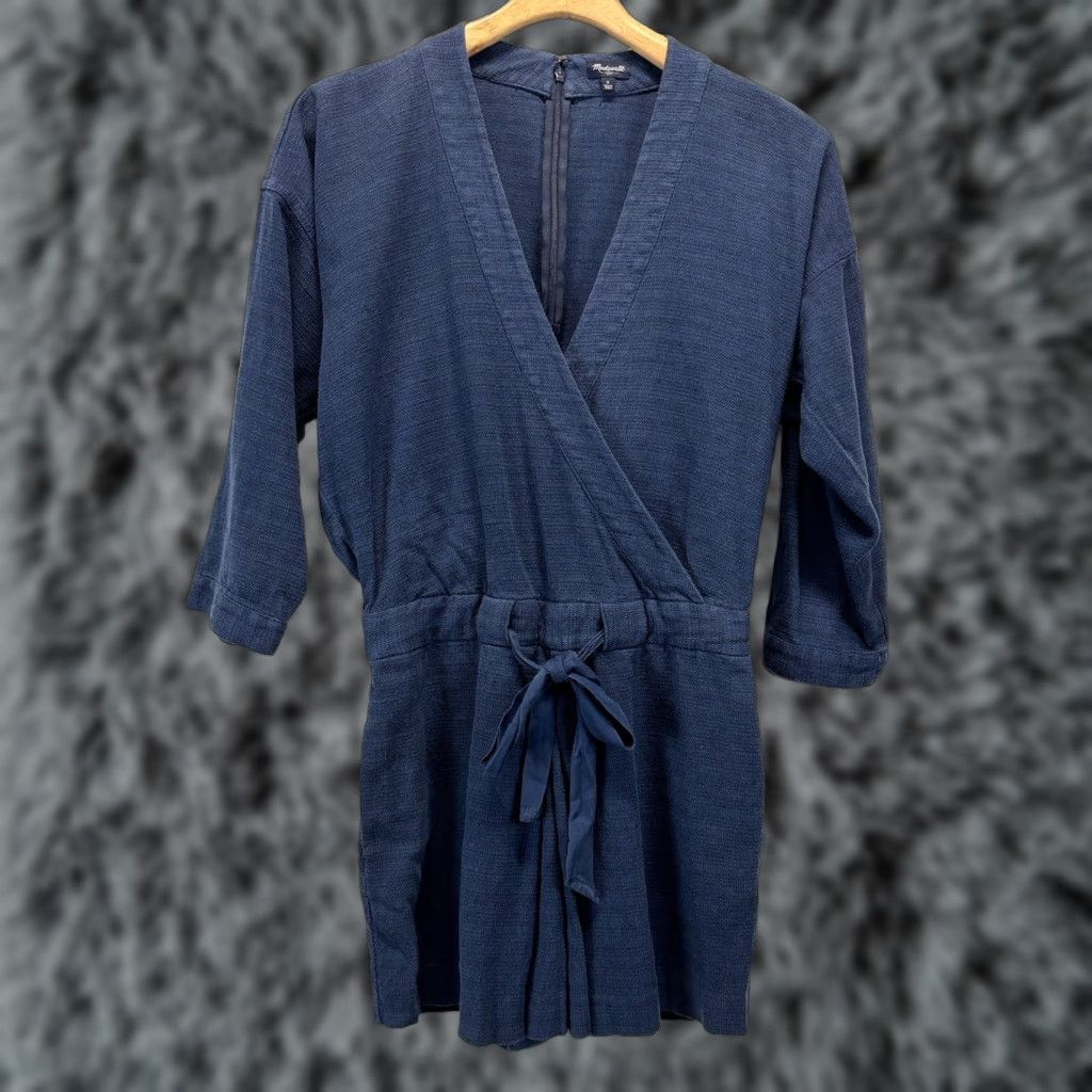 Madewell Madewell Romper Shirt One-Piece Linen Blend Kimono Short Belted Women’s S Blue 90s? Size 28" / US 6 / IT 42 - 1 Thumbnail