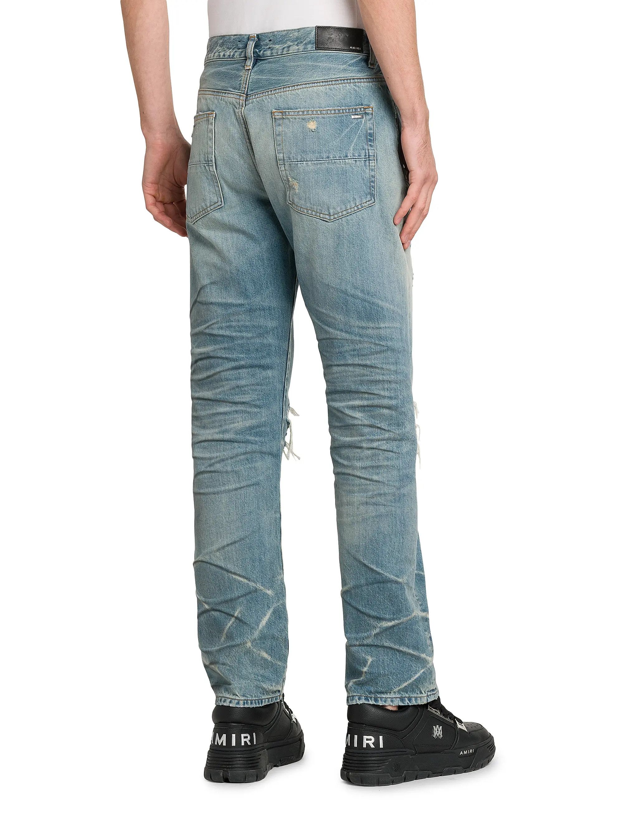 Amiri os11x1225 Mx1 Distressed Mid-Rise Straight-Leg Jeans in Blue Size US 32 / EU 48 - 5 Thumbnail