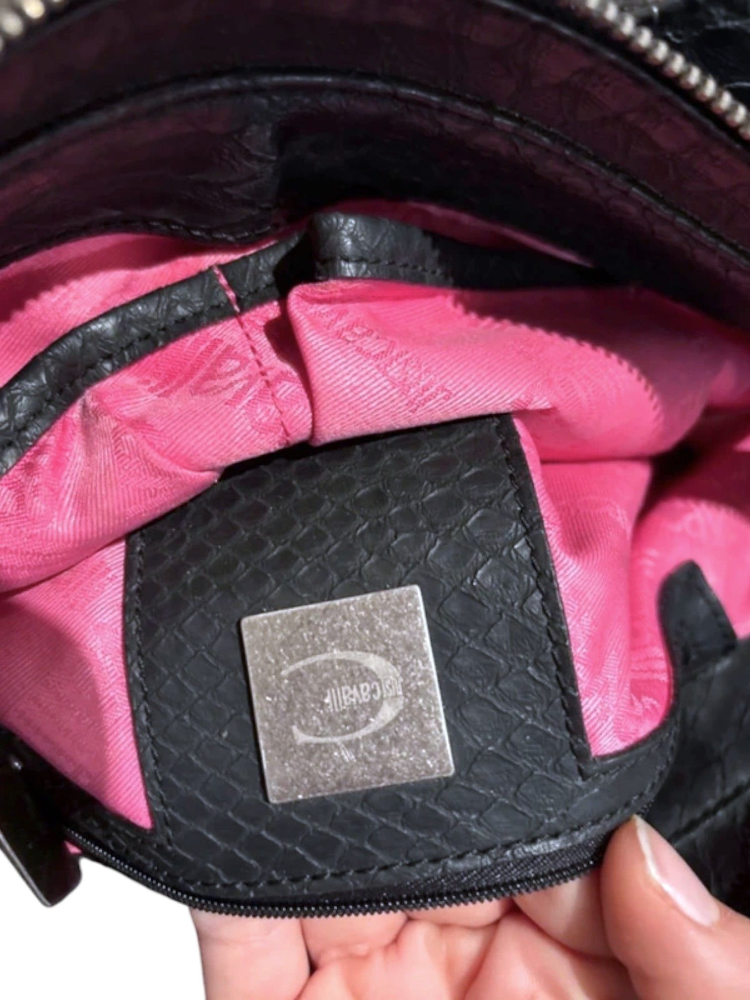 Just Cavalli Just Cavalli Black Monogram Canvas & Python Hobo Bag c.2000s Size ONE SIZE - 7 Thumbnail