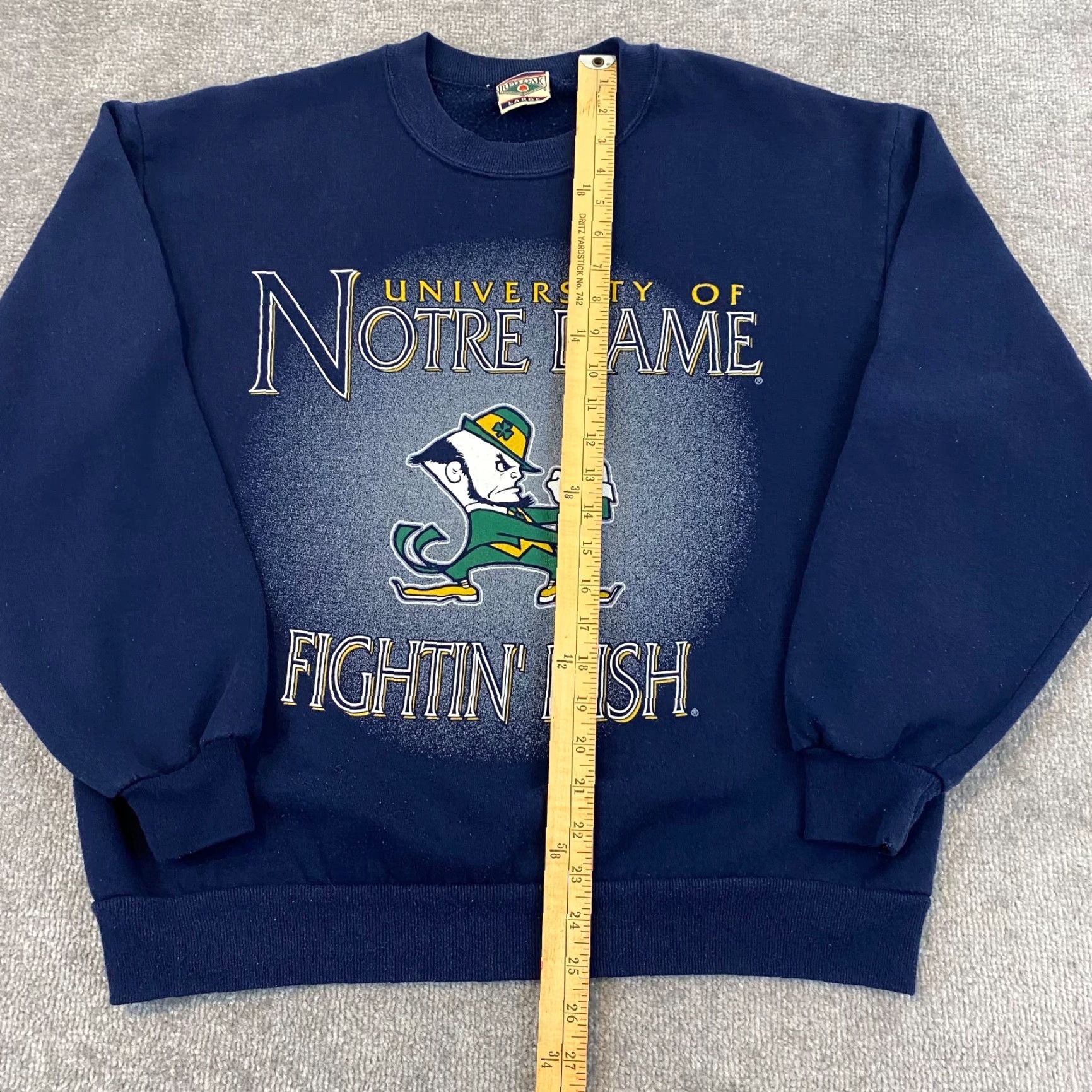 Vintage VTG Notre Dame Sweatshirt Mens Large Blue Crewneck Fighting Irish Red Oak 90's Sports University College Jacket Size US L / EU 52-54 / 3 - 5 Thumbnail