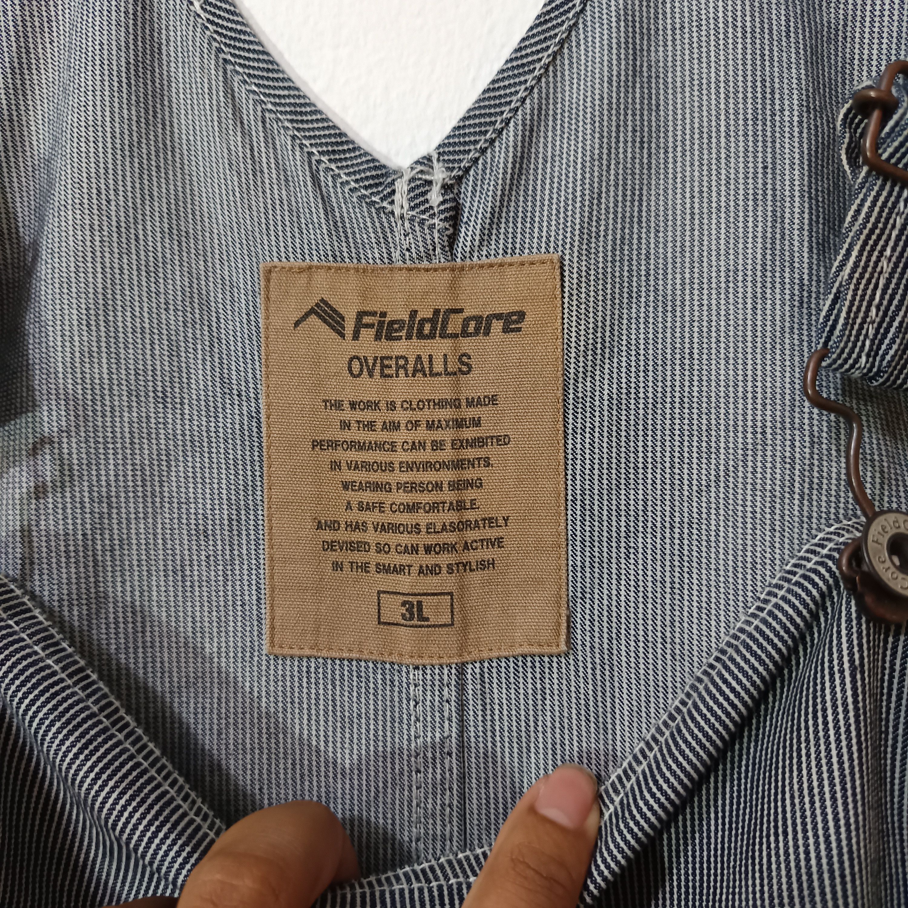 Japanese Brand FIELDCORE OVERALL STRIPED JEANS Size US 34 / EU 50 - 5 Thumbnail