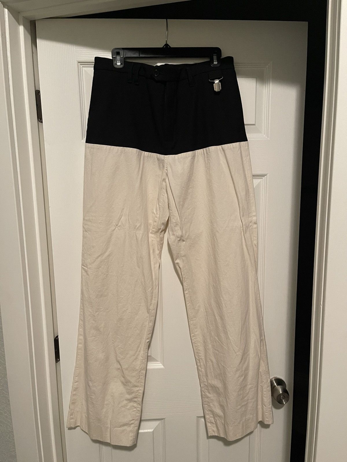 Raf Simons Modello Straight Fit Pants Horizontal Cut Black & Ecru Size US 32 / EU 48 - 1 Thumbnail