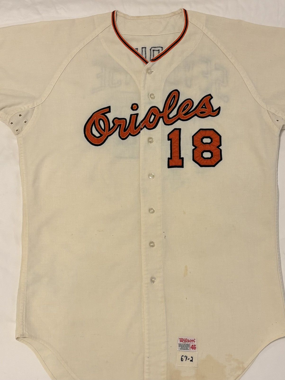 MLB Baltimore Orioles Game Worn 1967 Jersey (worn in 1969) Size US XL / EU 56 / 4 - 2 Thumbnail