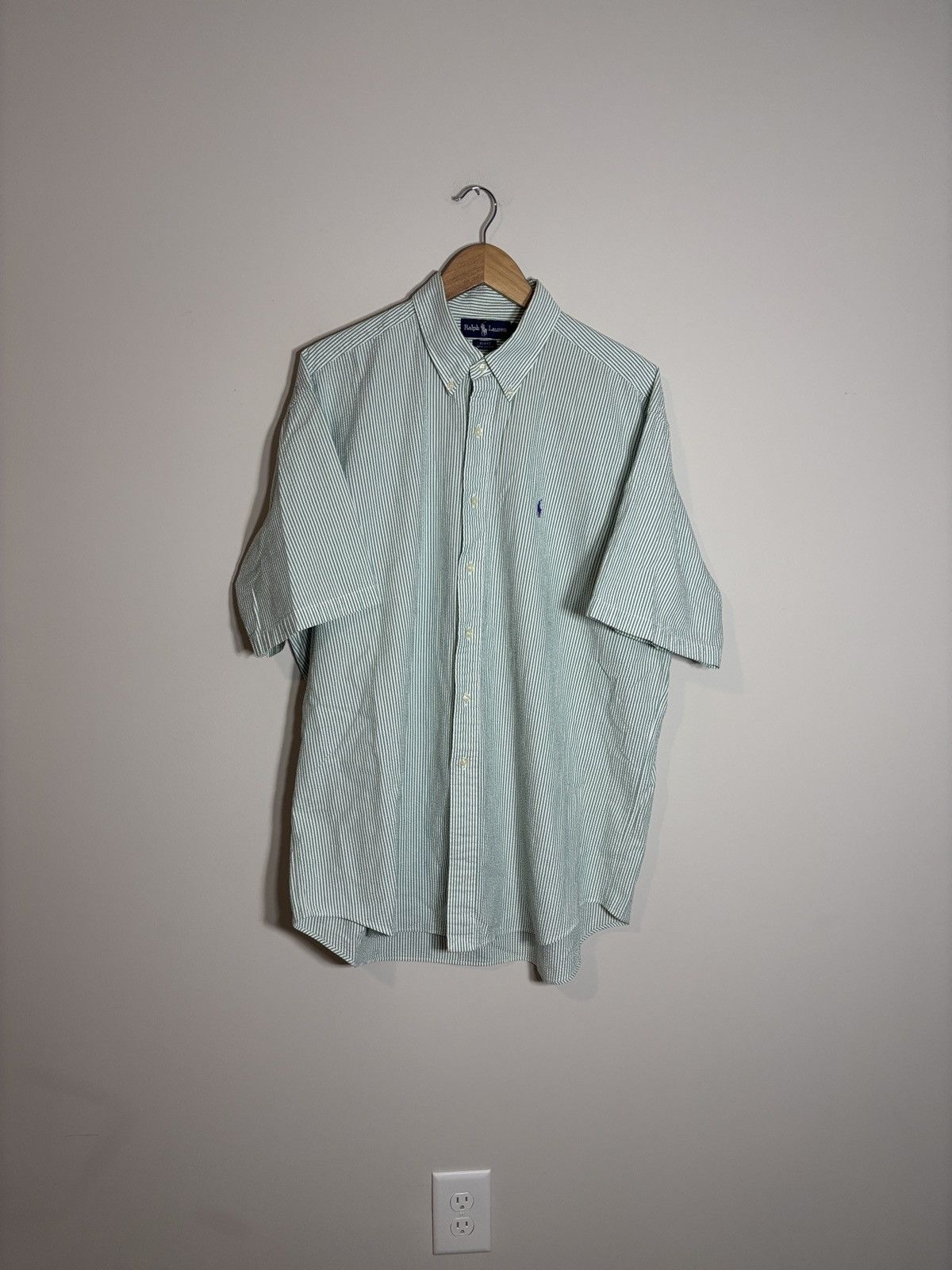Polo Ralph Lauren Vtg Polo Ralph Lauren Blake Seersucker ShortSleeve Shirt XL Size US XL / EU 56 / 4 - 2 Thumbnail