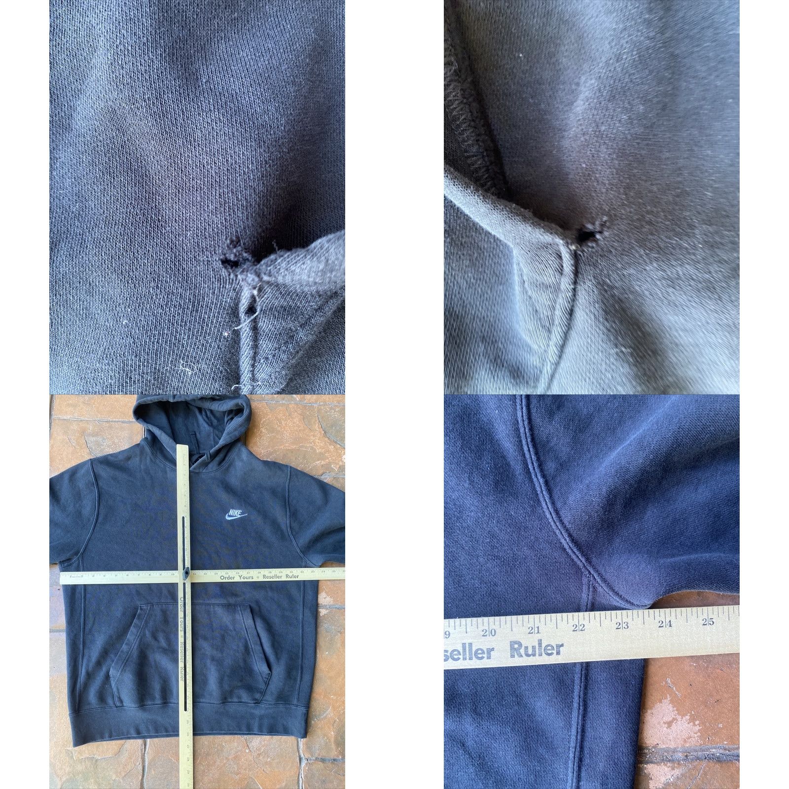 Nike VINTAGE Nike Swoosh Embroidered Logo Hoodie Sweatshirt Large Essential Black White Size US L / EU 52-54 / 3 - 8 Thumbnail