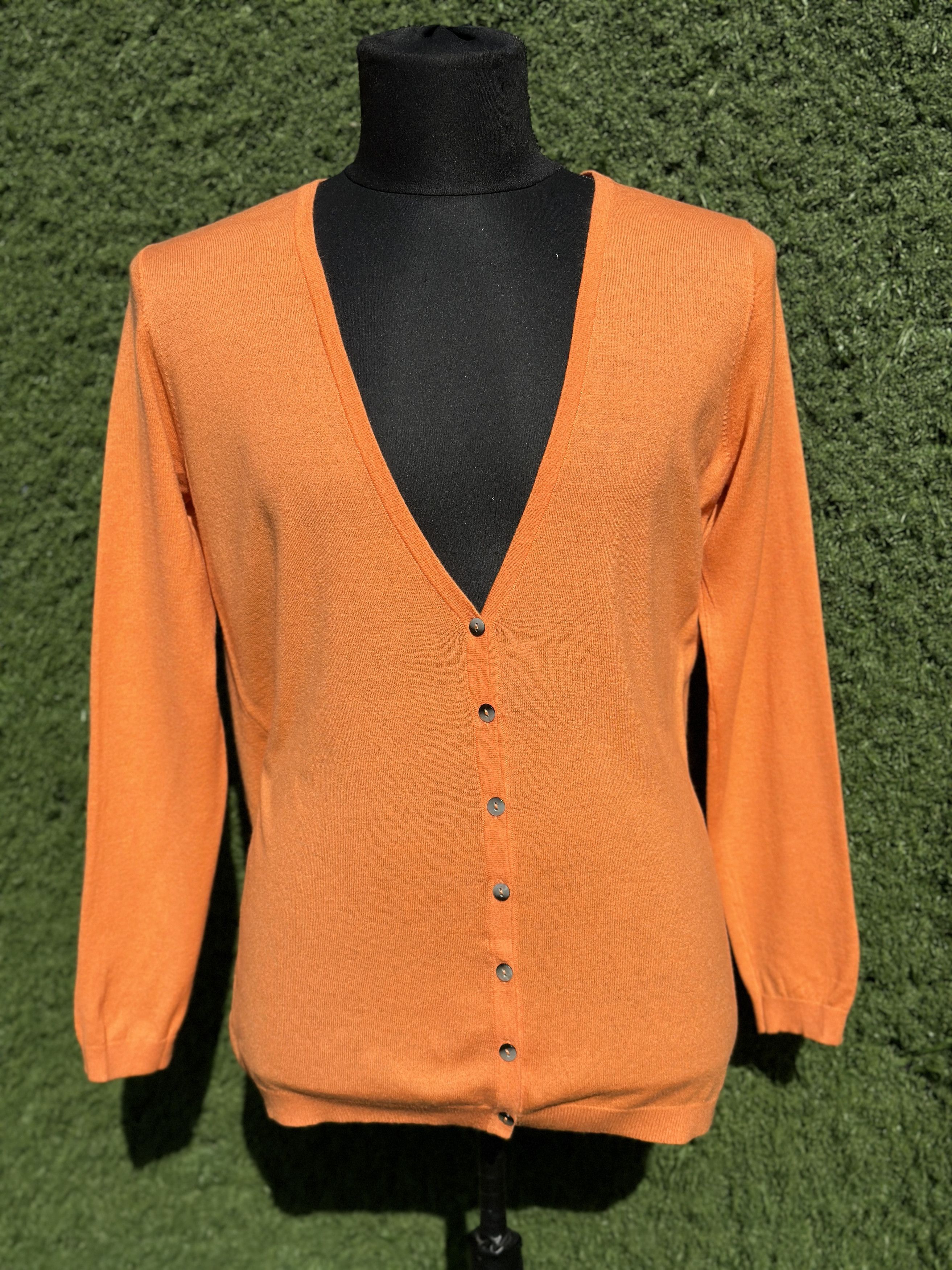 eskandar Eskandar Orange 100% Cashmere Cardigan Luxury Knit OS Size ONE SIZE - 1 Thumbnail