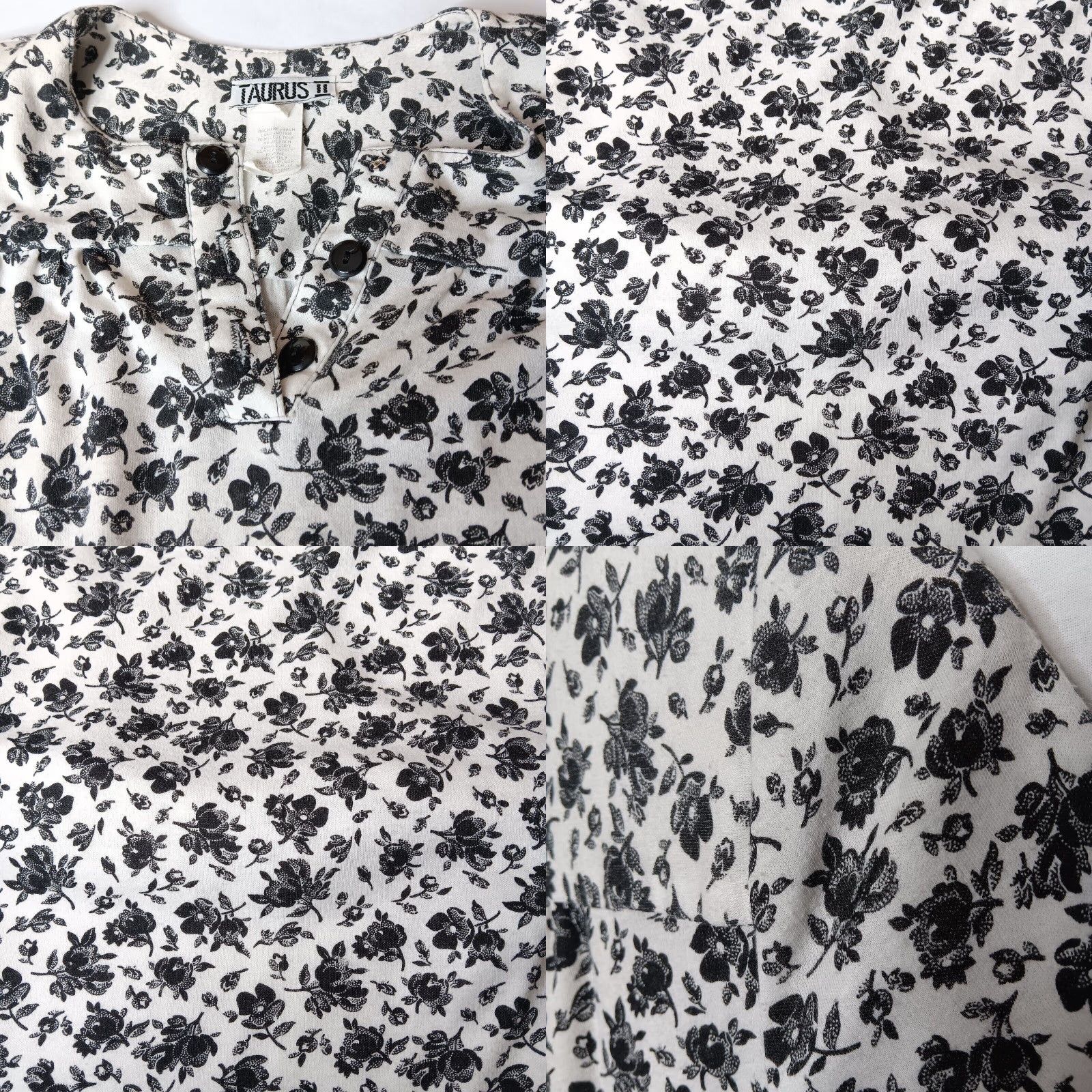 Vintage VINTAGE Flowers Dress Shirt Dress Women 8 White Black Floral Knit ILGWU Cottagecore USA Spring Summer Fall Vintage Shirt Dress Womens Size M / US 6-8 / IT 42-44 - 8 Thumbnail
