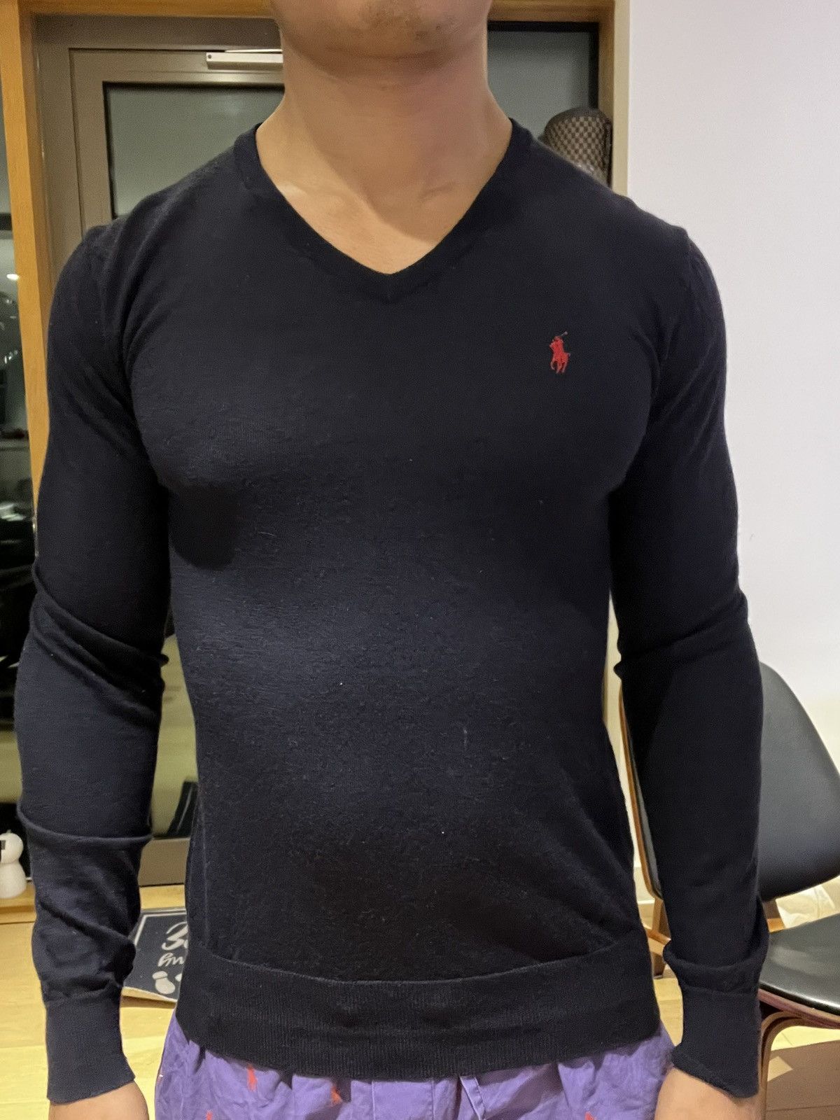 Polo Ralph Lauren Polo Ralph Lauren Black V Neck Sweater Jumper Red Pony SizeM Size US M / EU 48-50 / 2 - 1 Thumbnail
